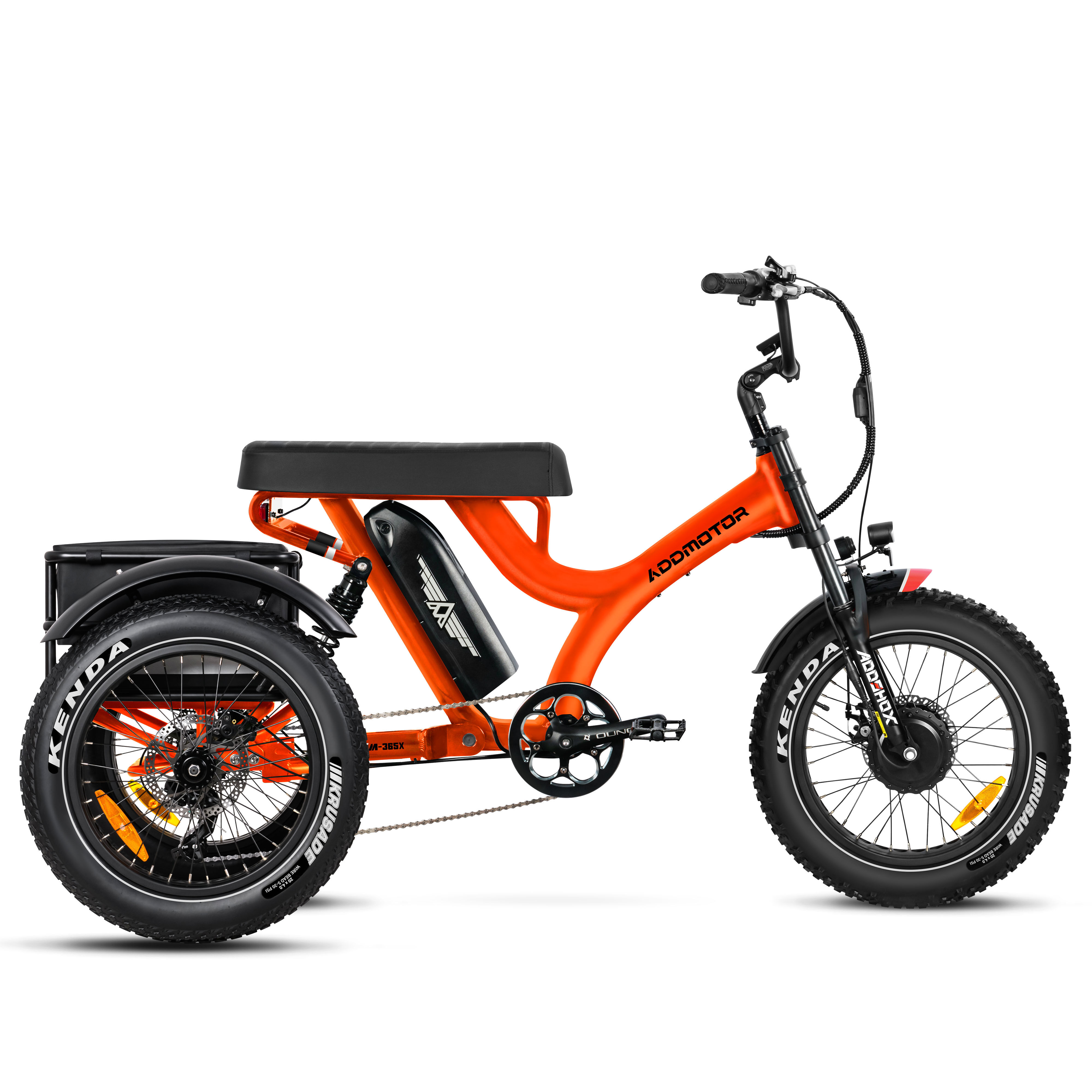 Addmotor Herotri M-365X Electric Trike for Adult with 48V*20AH Battery - Fat Tire 3 Wheel Etrike with Banana Seat - Orange