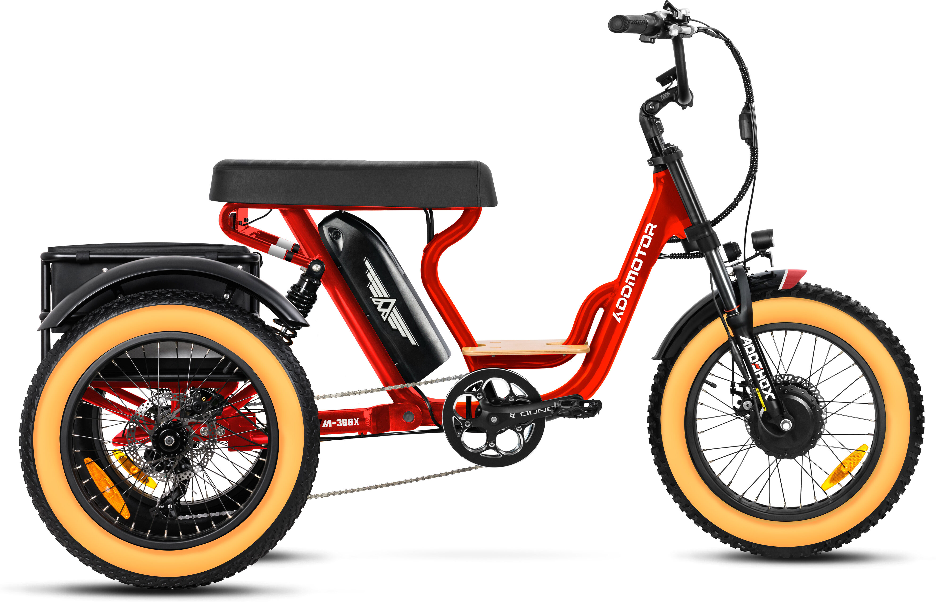 Addmotor Soletri M-366X Etrike for Adult - Fat Tire 3 Wheel Electric Tricycle for Two Person - Red