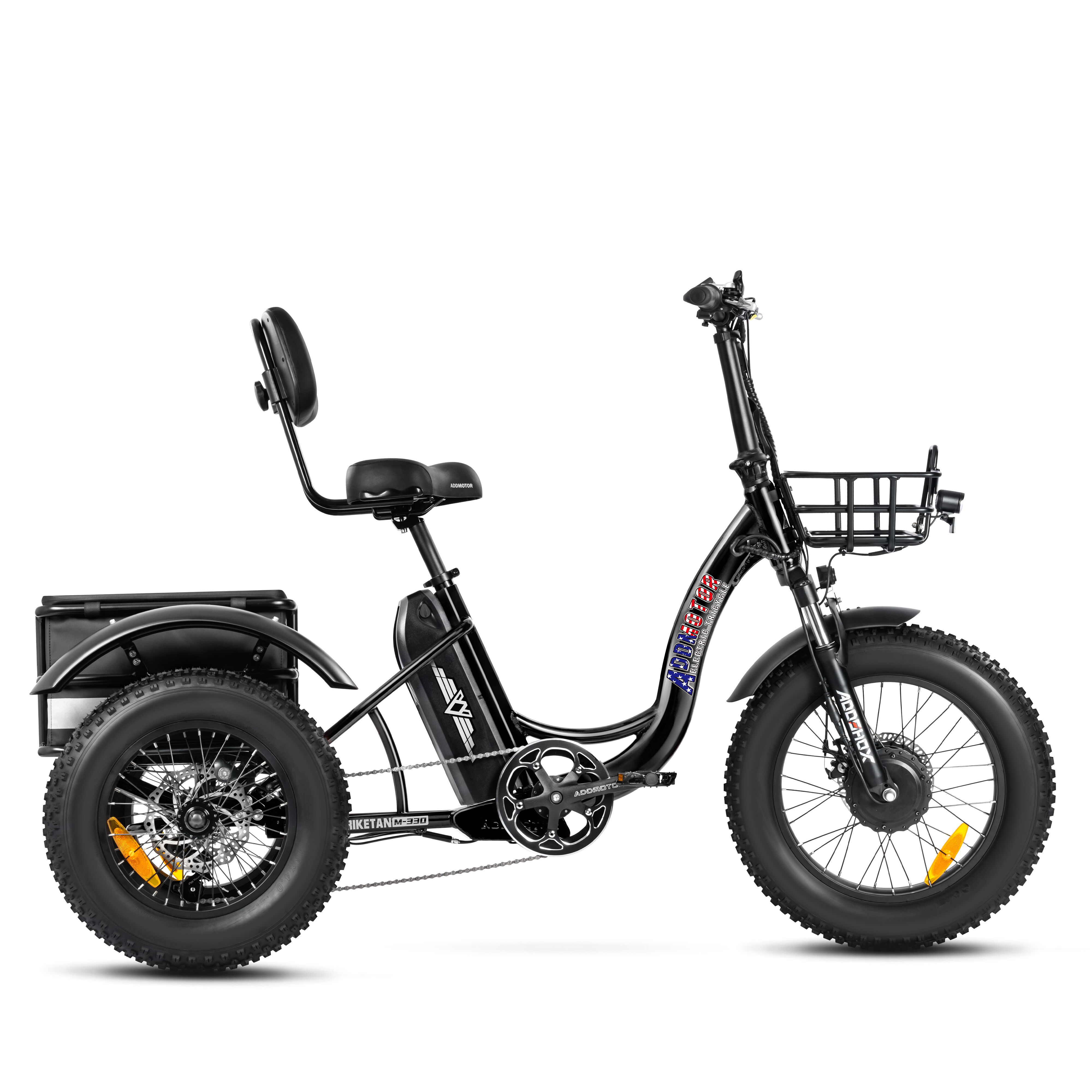 Addmotor M-330 Mini Electric Trike with 750W Motor - Triketan Fat Tire Electric Tricycle for All Terrains - Black
