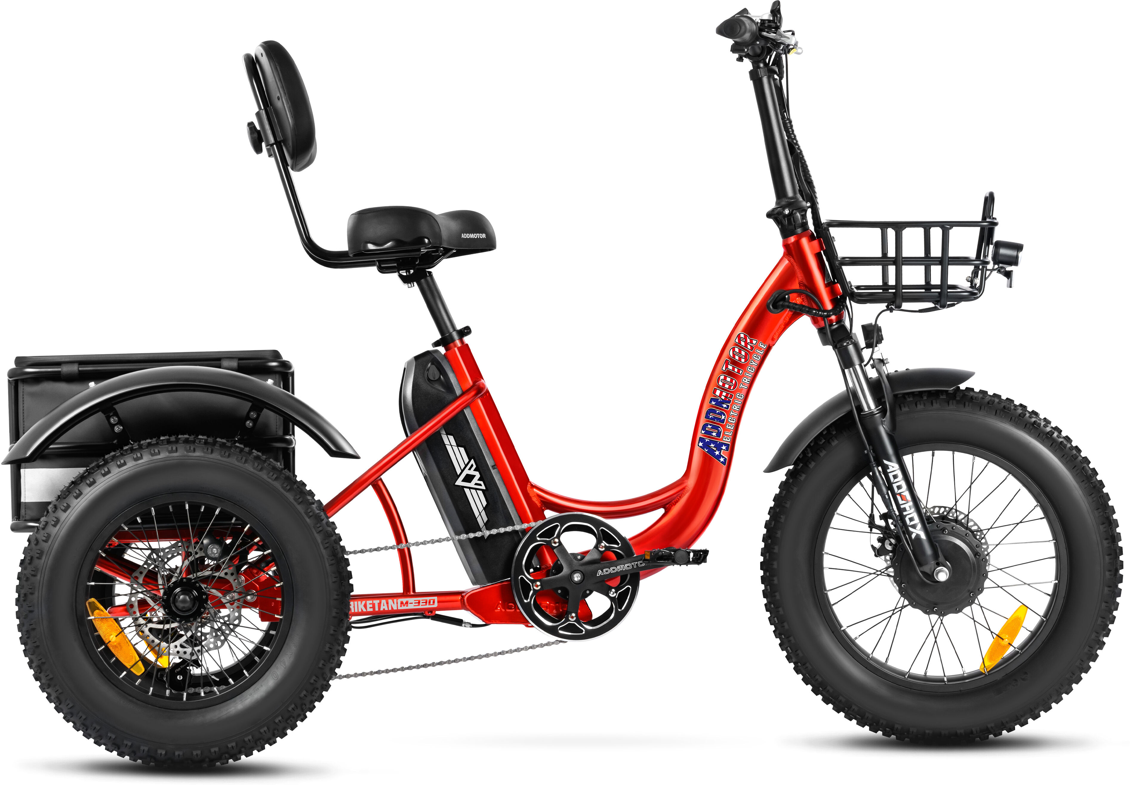 Addmotor M-330 Mini Electric Trike with 750W Motor - Triketan Fat Tire Electric Tricycle for All Terrains - Candy Red