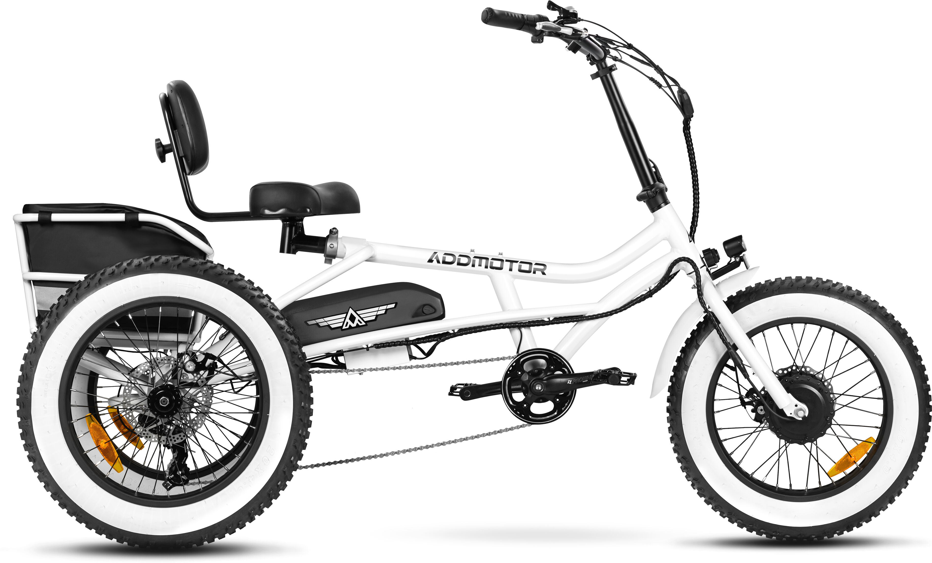 Addmotor M-360 3 Wheel Electric Bikes for Adult, Fat Tire and Long Range, Pearl White 2023 New Version