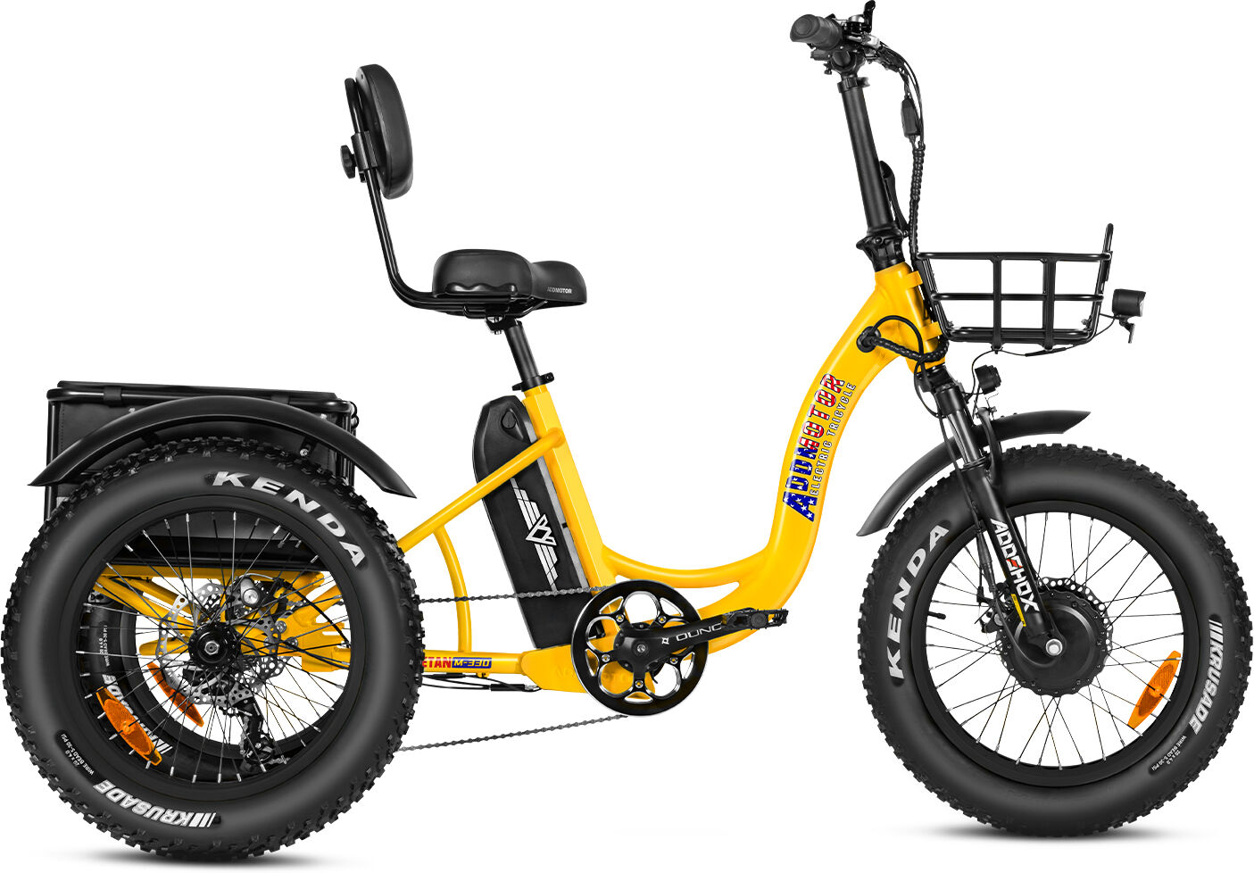 Addmotor Triketan M-330F Folding Electric Tricycle for Adults 2023  Folding Electric Trike with 750W Motor, 48V*20AH Battery, differential, Yellow