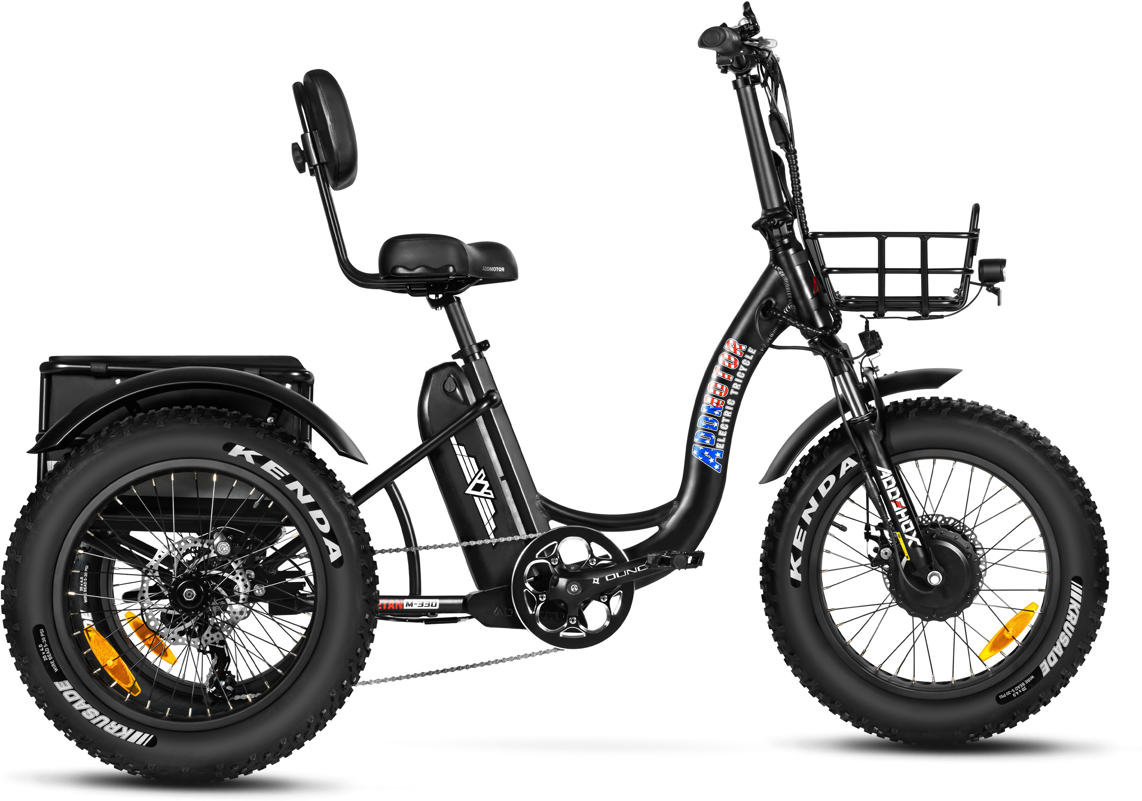 Addmotor Triketan M-330F Folding Electric Tricycle for Adults 2023 20" X 4" Fat Tires Electric Trike for Adults with Rear Basket Liner, Black