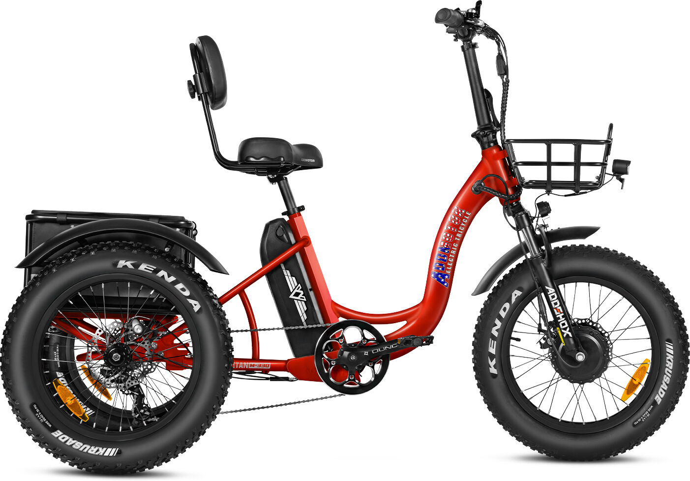 Addmotor Triketan M-330F Folding Electric Trike 2023 Electric Tricycle for Adults, 750W Rear-mounted Motor, Parking Brake In E-trike, Candy Red