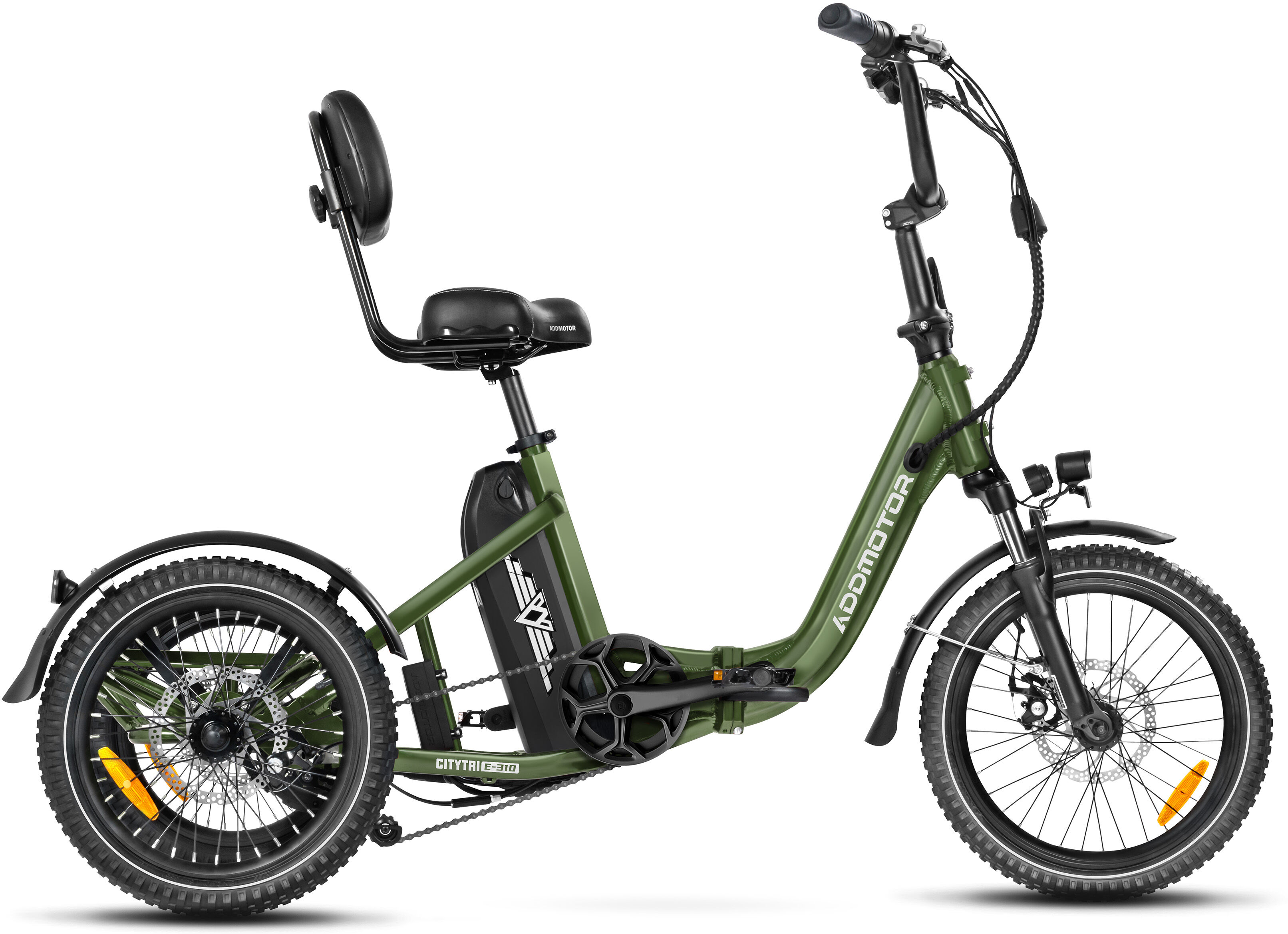 Addmotor Citytri E-310 Mini Electric Trike with 750W 20Ah Best Electric Tricycle Under $2000 Up To 90 Miles - Army Green