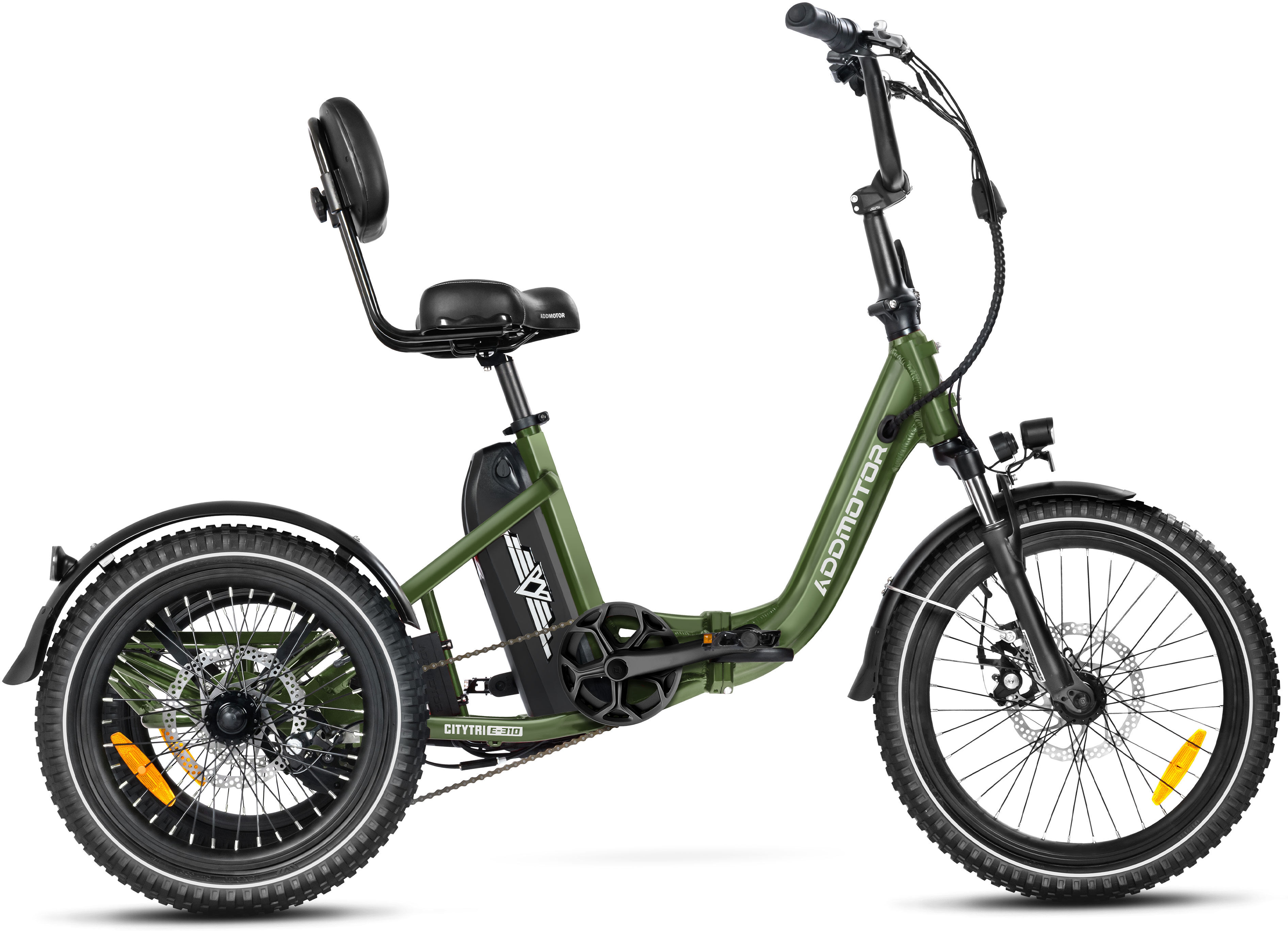 Addmotor Citytri E-310 Plus Electric Trike with 750W 20Ah 2023 Best Electric Tricycle Up To 90+Miles Per Charge - Army Green