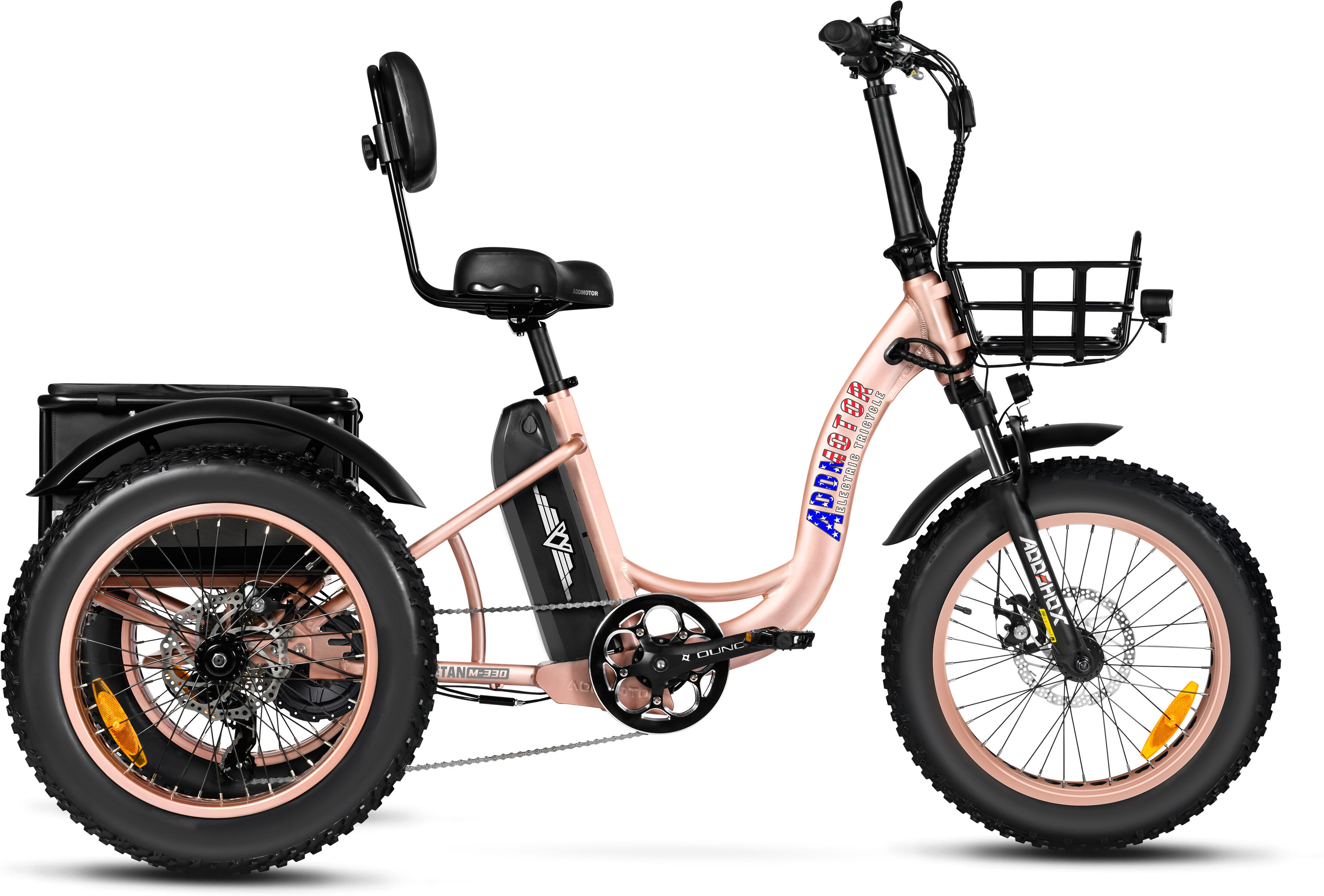 Addmotor Triketan M-330 II Electric Tricycle for Adults 2024 20" Step-Thru Electric Trike for Adults with 750W Rear Motor, Rose Gold