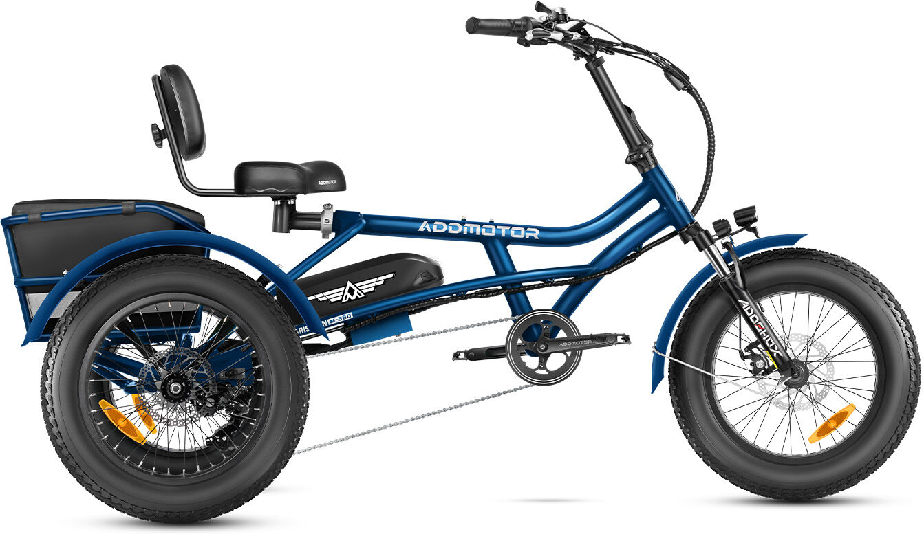 Addmotor Arisetan M-360 Mini Trike   Adult Semi-recumbent Electric Trike   Best Affordable Electric Tricycle with 750W Rear Motor   Blue