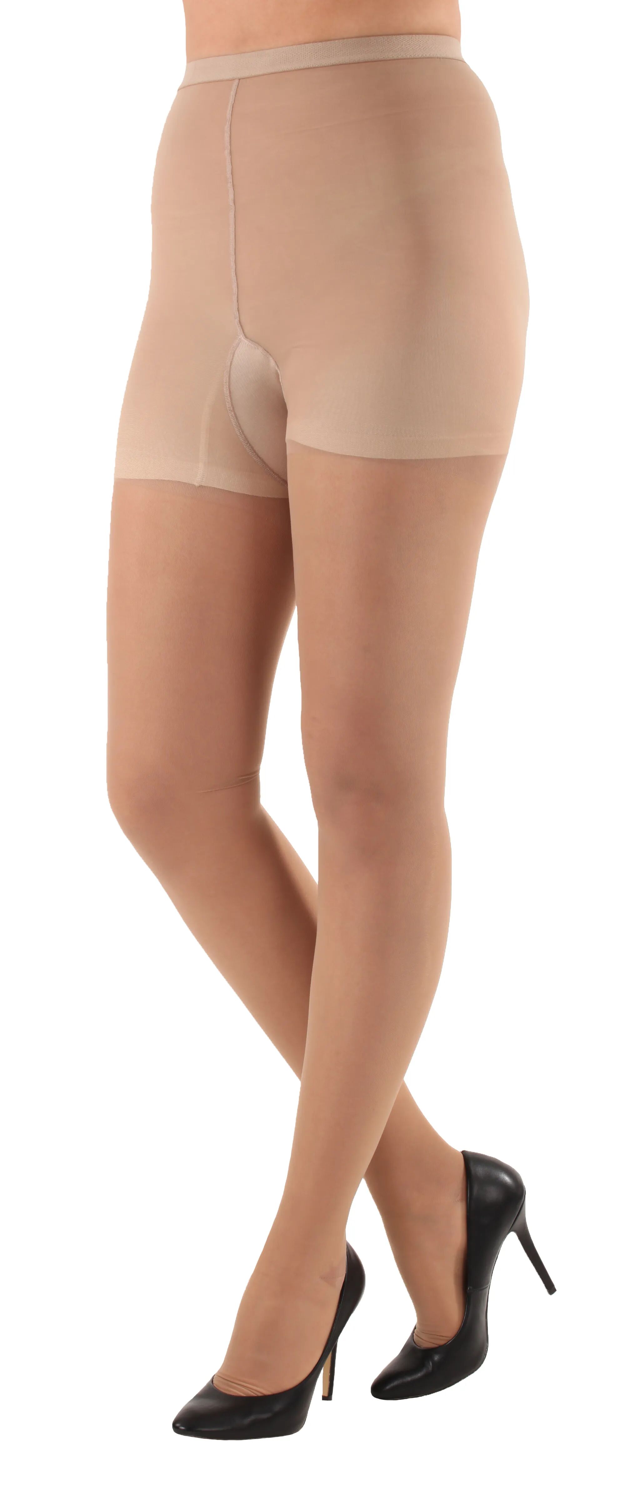 Absolute Support 15-20mmHg Medium Support Light Beige Queen Plus Women's Sheer Compression Pantyhose - A103LB6