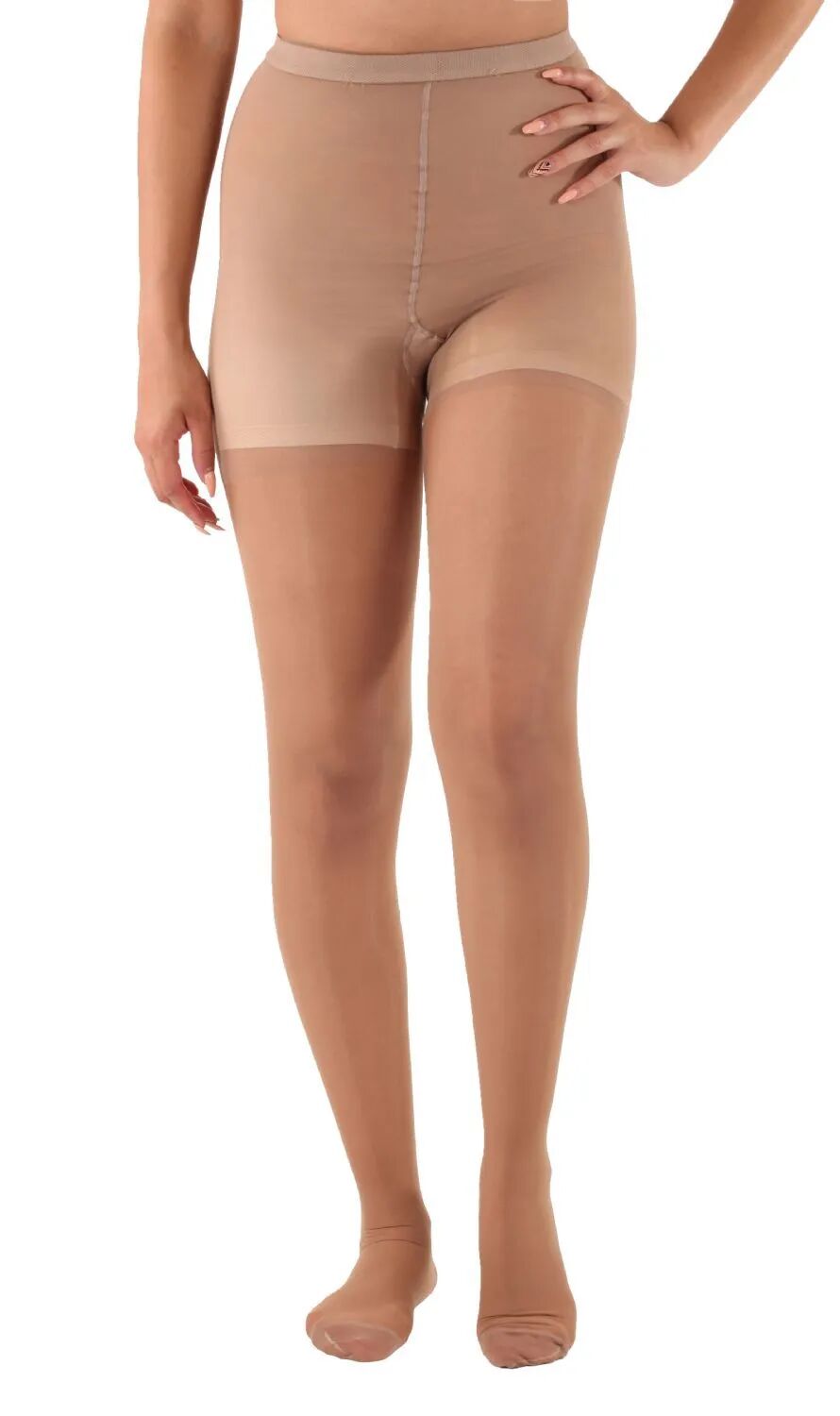 Absolute Support 20-30mmhg Firm Support Beige Queen Plus Closed Toe Women's Sheer Compression Pantyhose - A207BE6