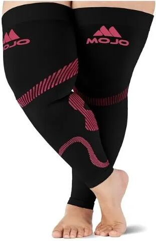 Mojo 20-30mmHg Firm Support Hot Pink Large Men and Women's Compression Thigh Leg Sleeve - A609HP3