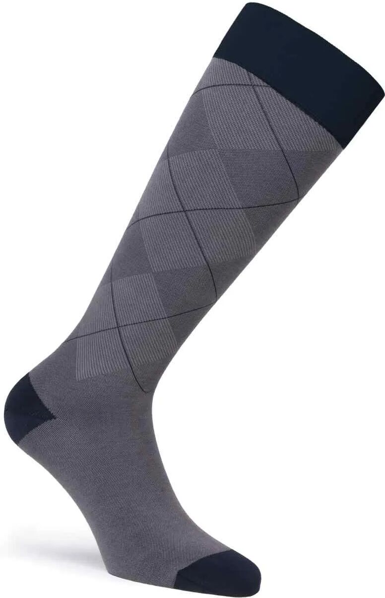 JOBST Casual Pattern Knee High Compression Socks, 30-40 mmHg, Closed Toe, Gunmetal Grey, Large Long