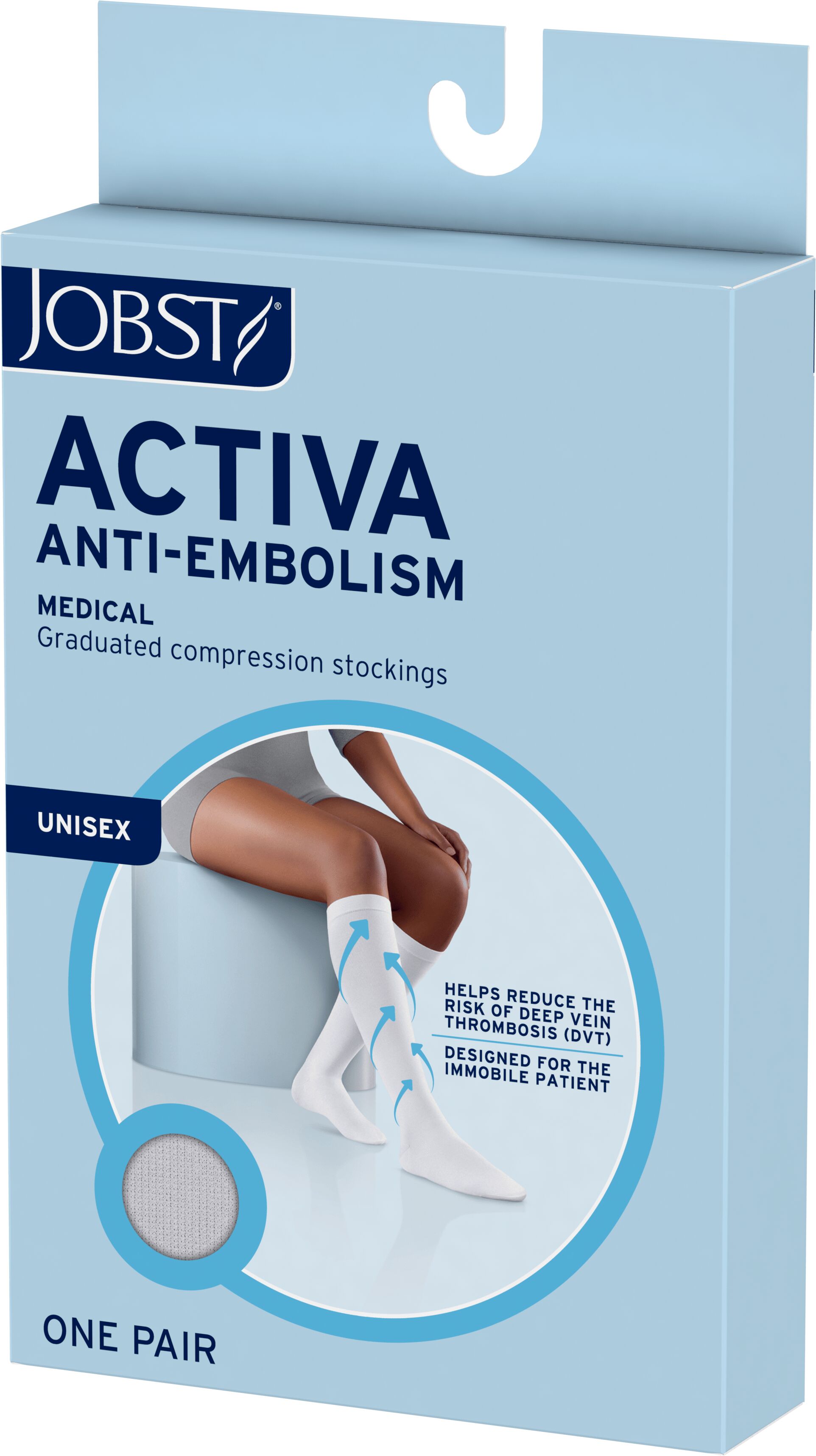 JOBST ACTIVA Anti-Embolism 18 mmHg Compression Socks Knee High, Closed Toe, White, Medium - 6056601