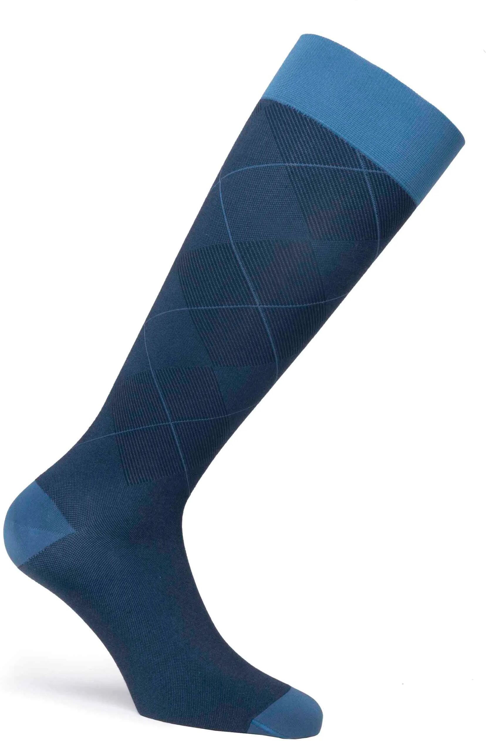 JOBST Casual Pattern Knee High Compression Socks, 15-20 mmHg, Closed Toe, Ocean Blue, X-Large Full Calf Petite