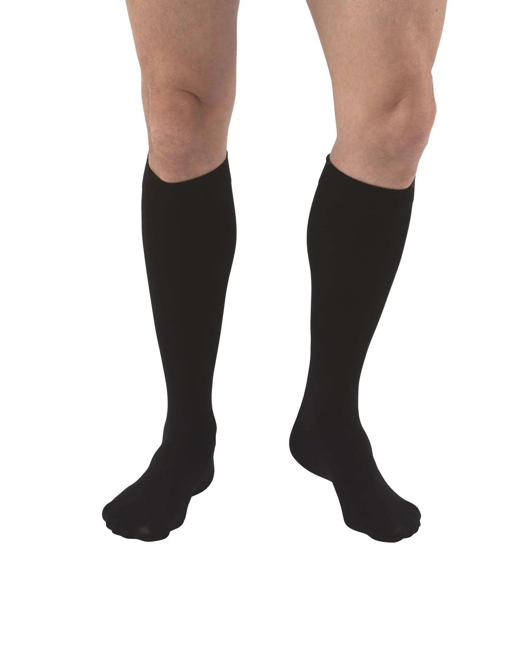 JOBST Relief Compression Stockings 30-40 mmHg Knee High Silicone Dot Band Closed Toe Black Petite Large Full Calf