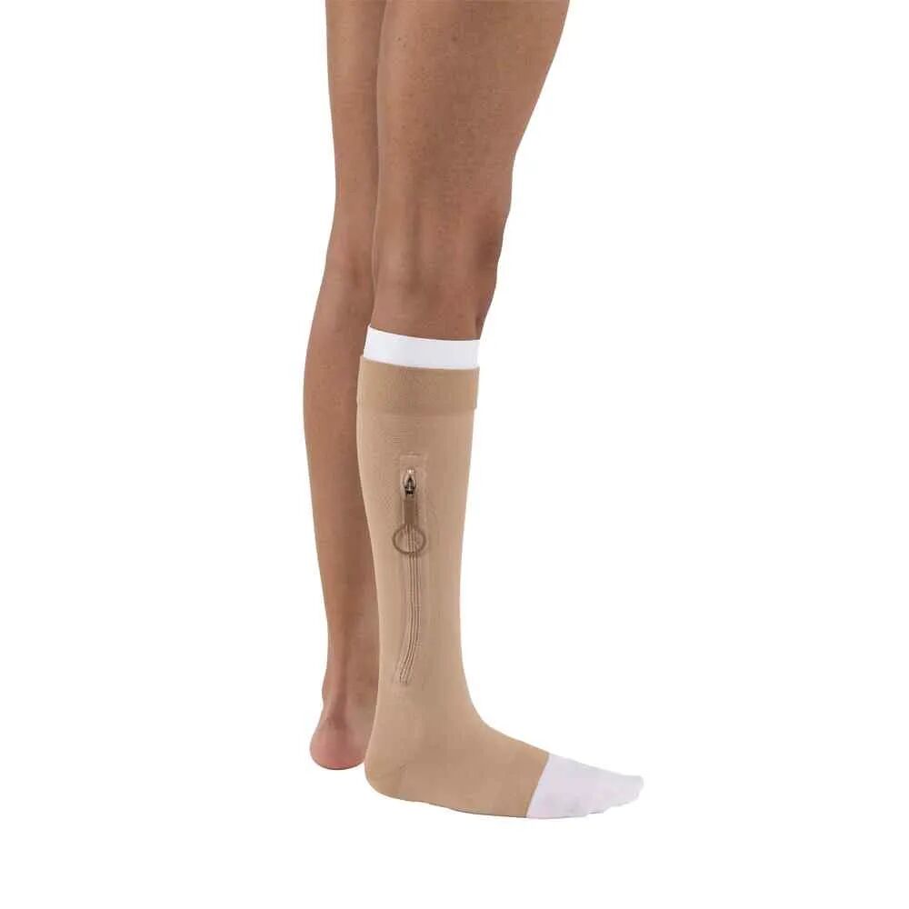 Jobst UlcerCare 40 mmHg Extra Firm Beige Small Left Zipper Men and Women's Knee High (Box) - 114485