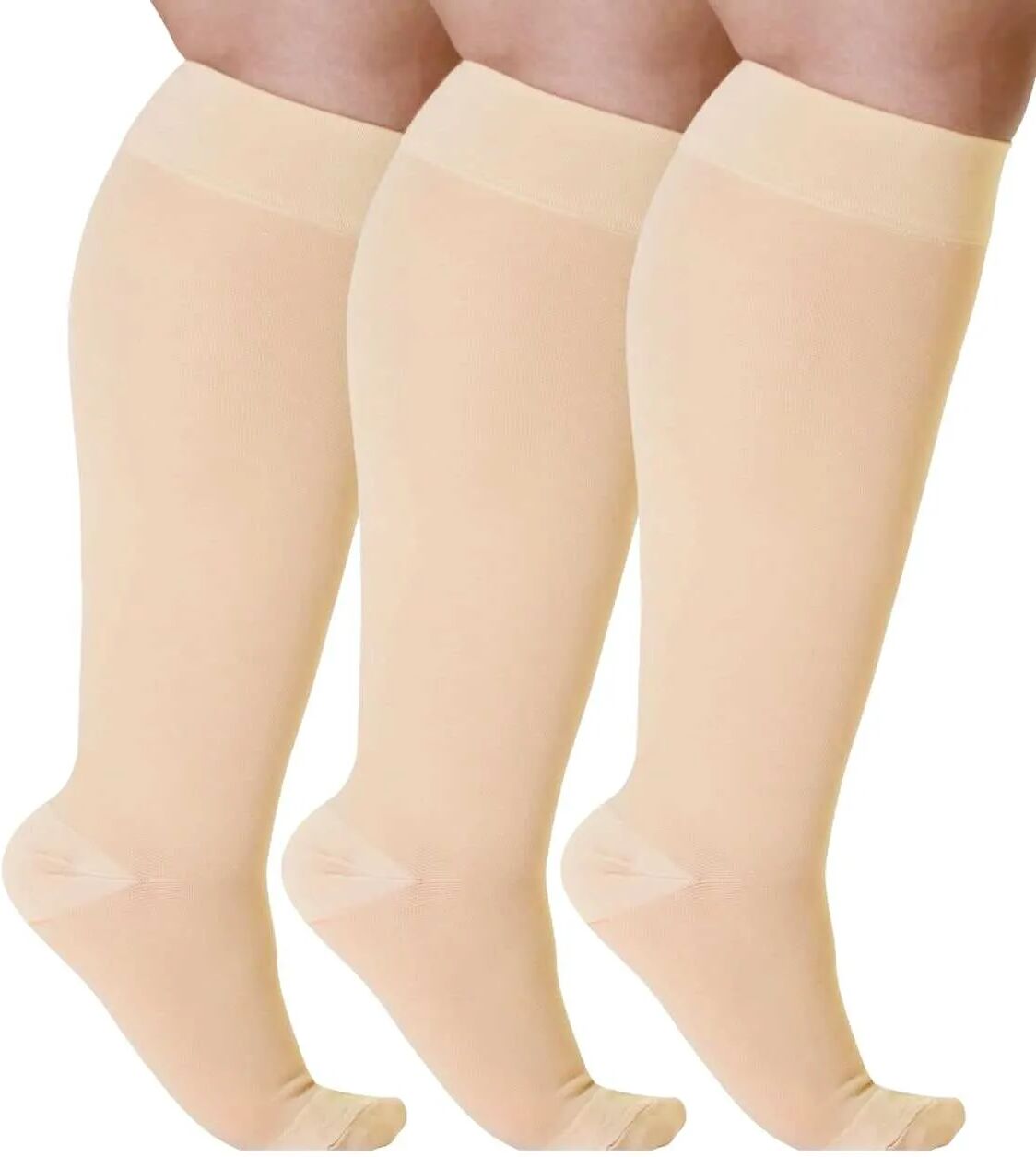 Absolute Support A501 20-30 mmHg 6XL Beige Opaque Closed Toe Knee High (3 Pack) - A501BE9-3