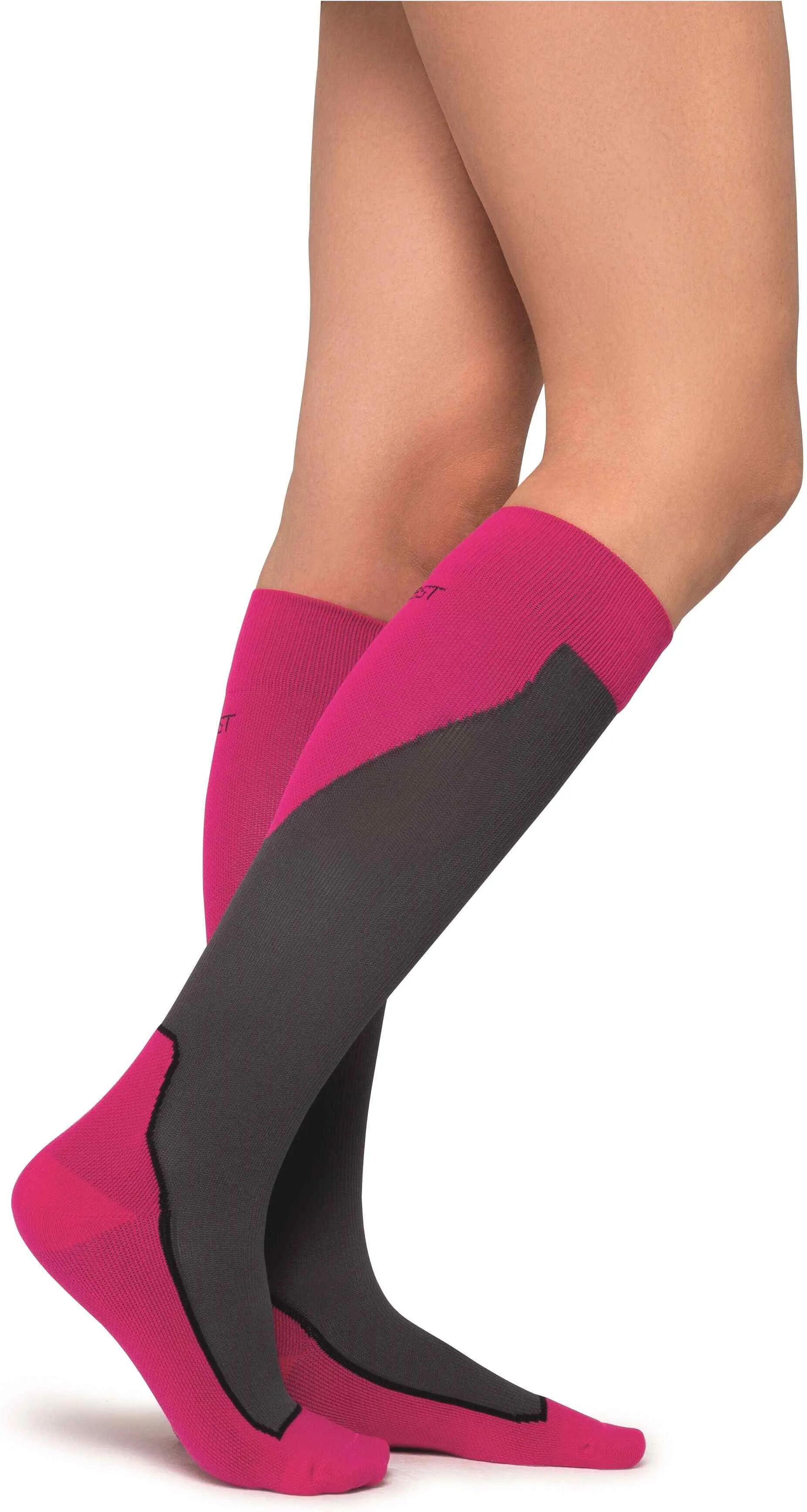 Jobst Sport 15-20 mmHg Medium Support Pink Large Closed Toe Men and Women's Knee High - 7528962