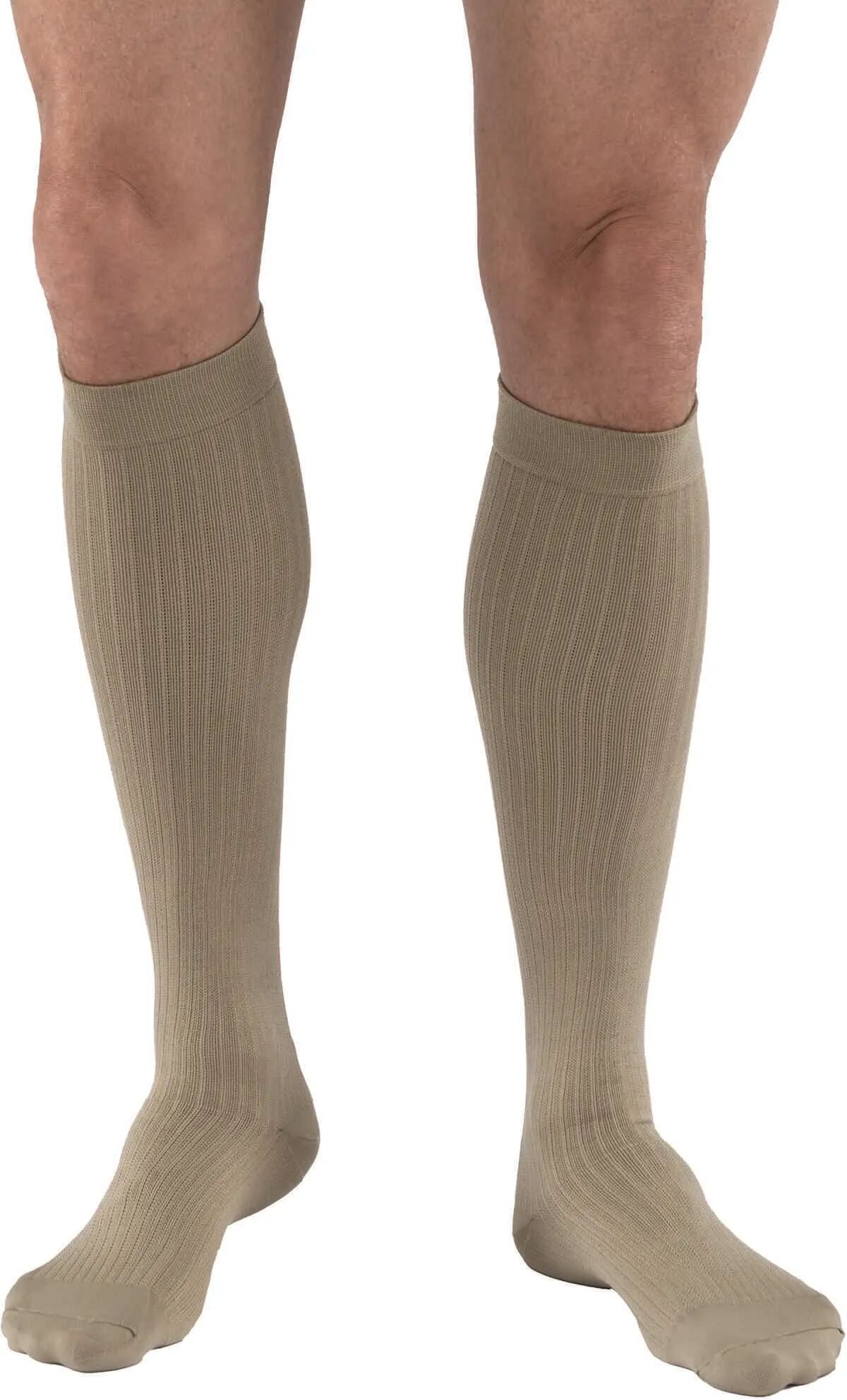 Jobst Mens Dress 8-15 mmHg Light Support Khaki Small Closed Toe Men Dress Sock - 110796