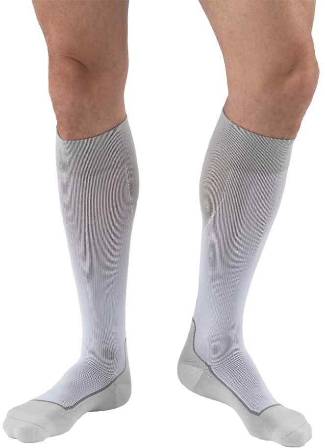 Jobst Sport 15-20 mmHg Medium Support White Large Closed Toe Men and Women's Knee High - 7528902