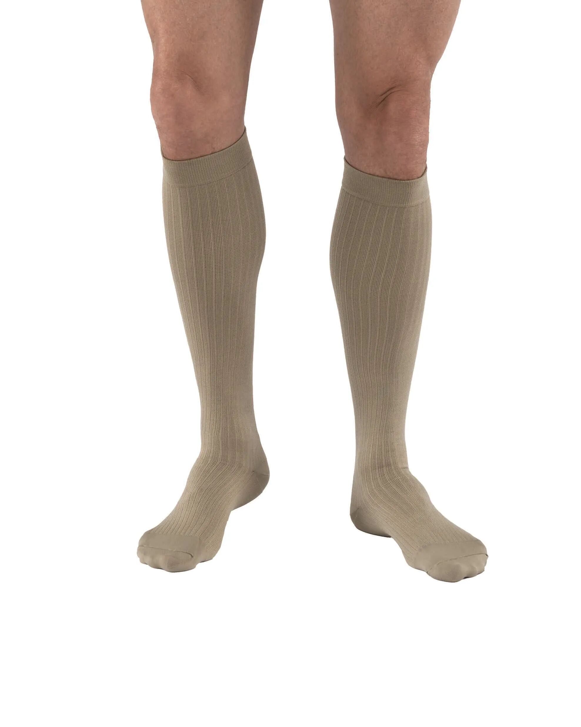 Jobst Mens Dress 8-15 mmHg Light Support Khaki XL Closed Toe Men Dress Sock - 110799