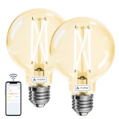 AiDot Linkind G25 Matter Smart Light Bulbs Work with Apple Home/Siri/Google Home/Alexa/SmartThings - 2 Packs
