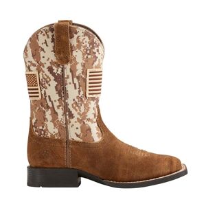 Ariat Patriot Antique Camo Square Toe Cowboy Boots (Toddler-Big Kid) - unisex - Brown - 10.5 M
