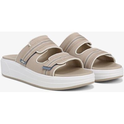 Ryka Viv Slide Sandal Safari Taupe Fabric 6.0 M Slip On Ryka Viv Slide Sandal Safari Taupe Fabric 6.0 M Slip On