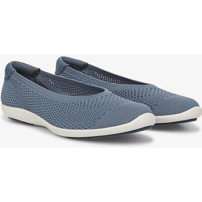 Ryka Clever Ballet Flat Shoes Flintstone Blue Knit Fabric 7.0 M Slip On, Lightweight Ryka Clever Ballet Flat Shoes Flintstone Blue Knit Fabric 7.0 M Slip On, Lightweight