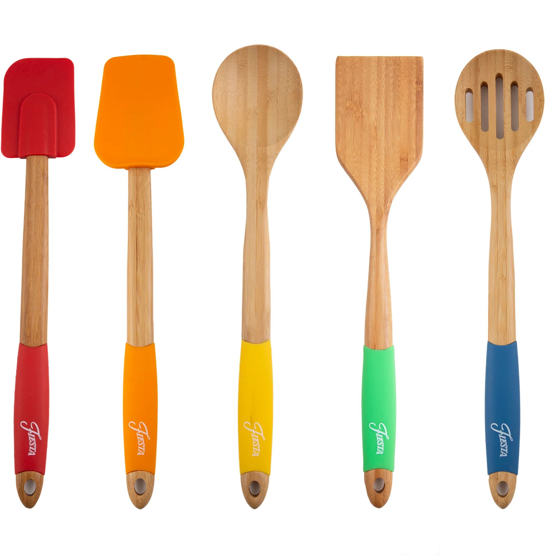 Cambridge Fiesta Bamboo 5-Piece Silicone Utensil Set