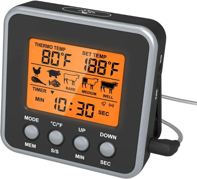 Maodeng BBQ Thermometer Timer Grilled Meat Kitchen Probe