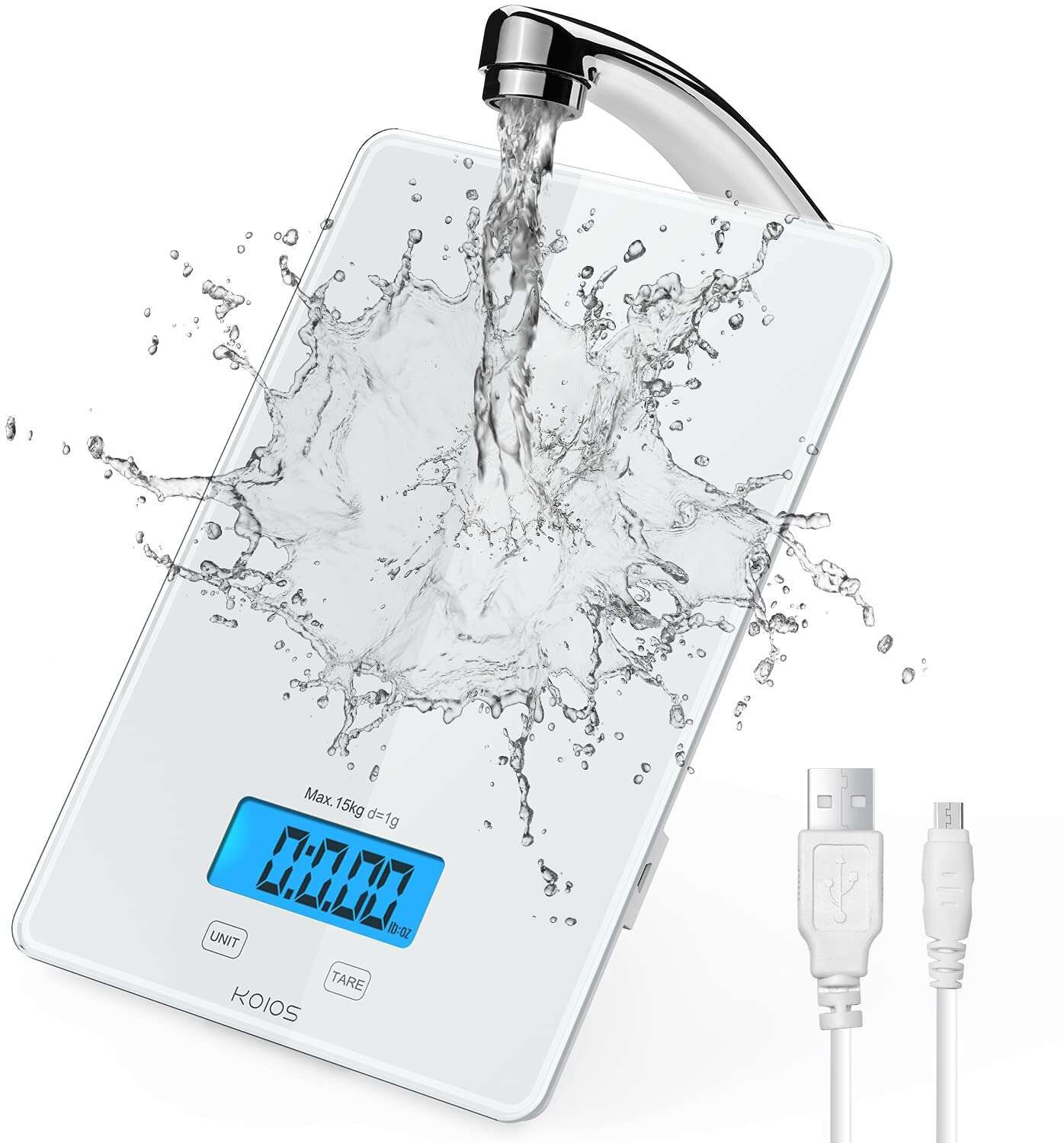 Maodeng USB Rechargeable Waterproof Kitchen Food Scale with Weight Grams and OZ for Precise Graduation