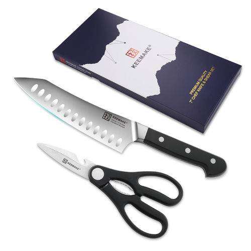 Maodeng 2Pcs Chef Knife Set Stainless steel Kitchen Shears Scissors