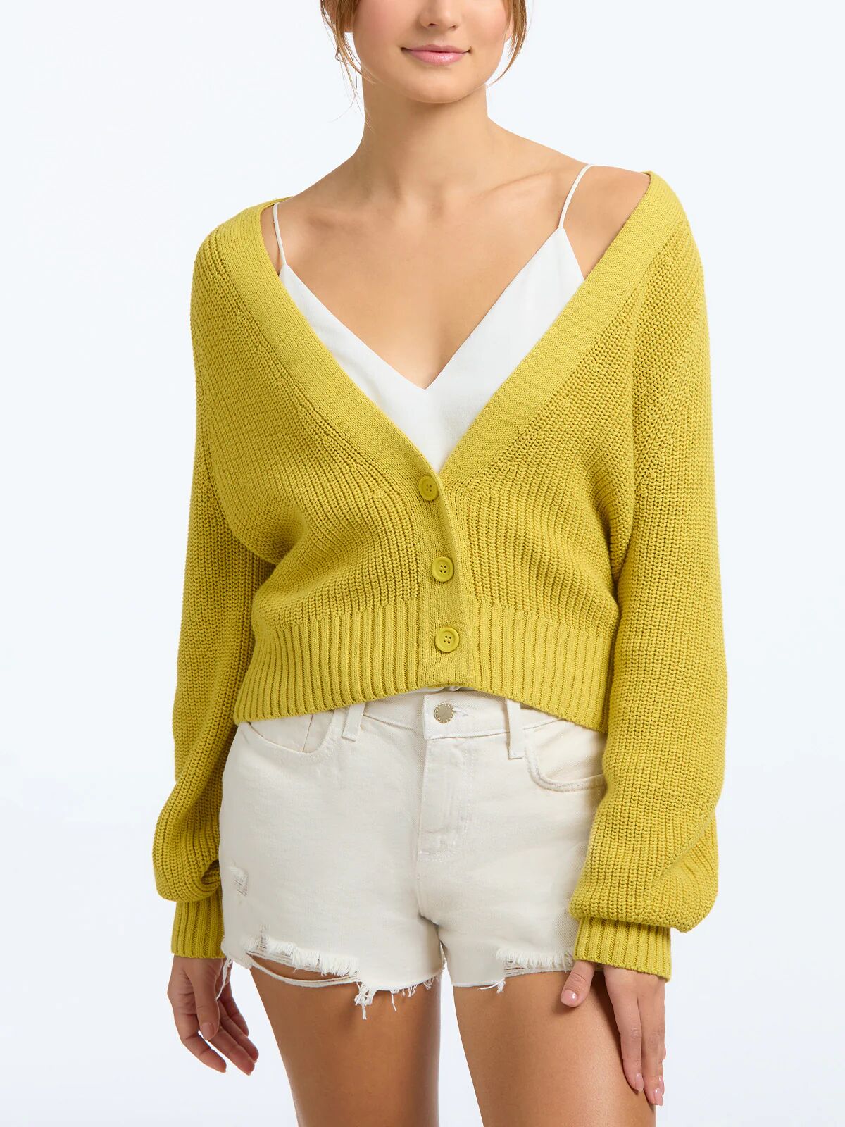 525 America Rumi: Cotton V-Neck Cardigan