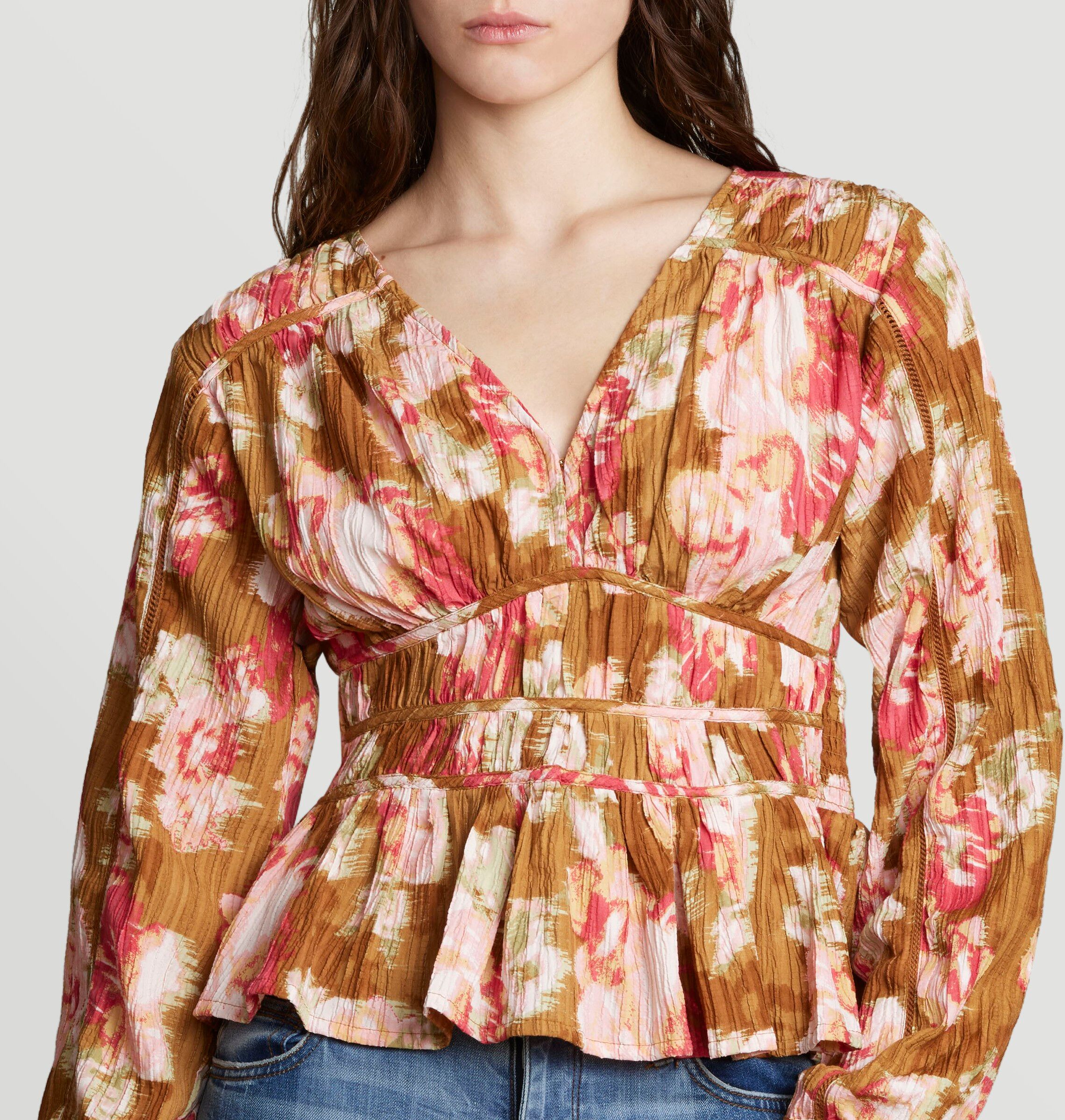 Sam Edelman Evie Blouse Long Sleeve Flower Print XS