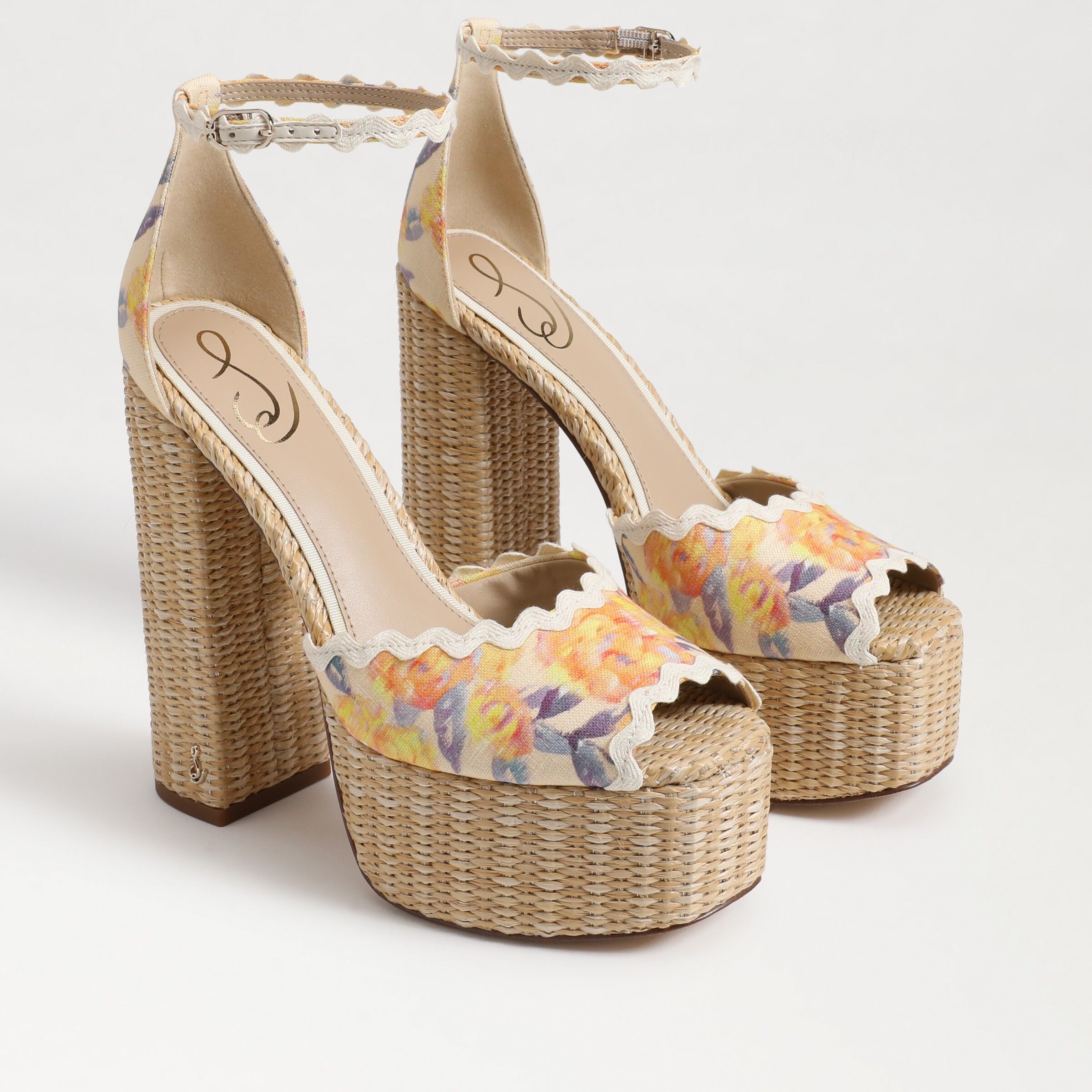 Sam Edelman Kori Platform Heel Apricot Multi Linen 10.0