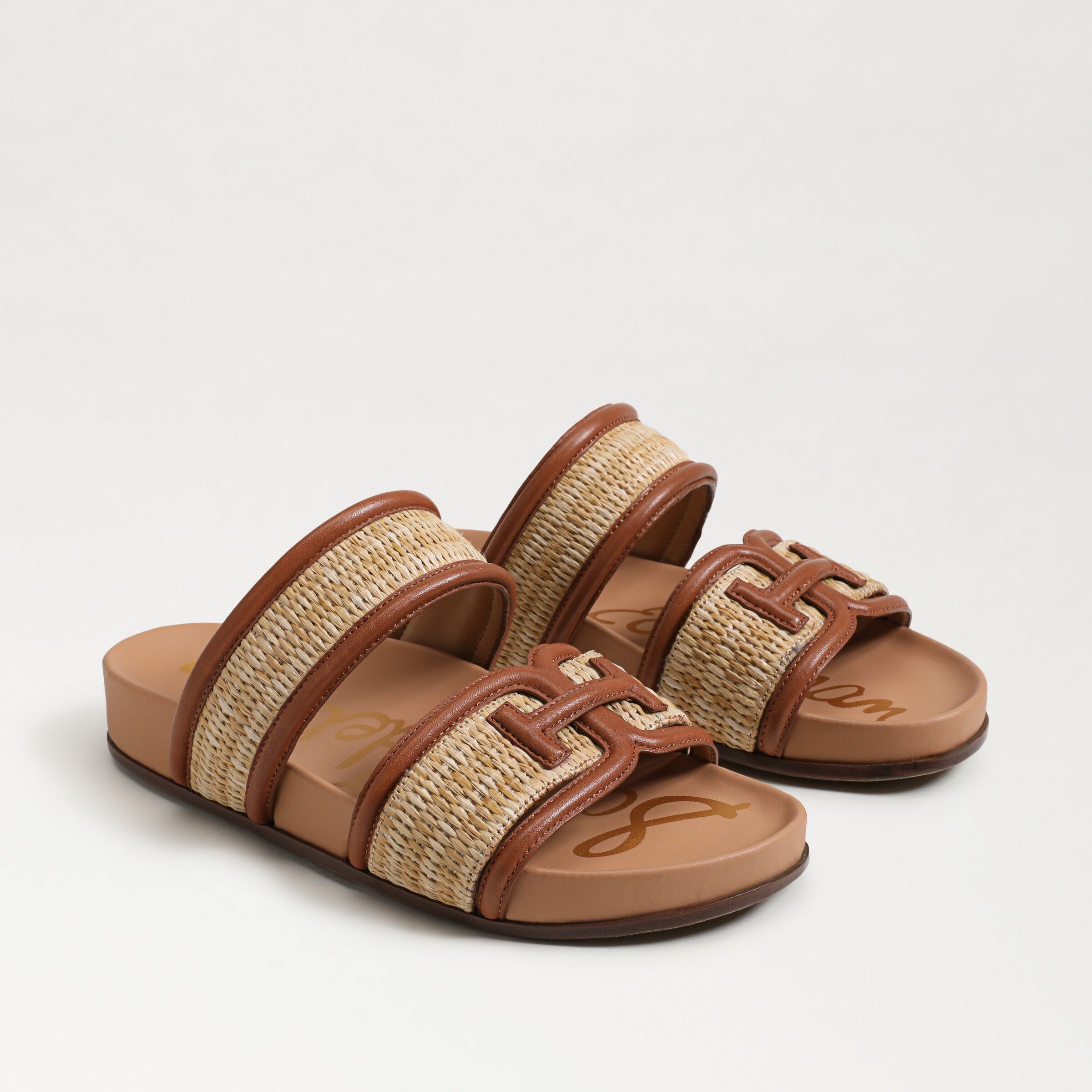 Sam Edelman Rowan Slide Sandal Dark Natural/Spiced Rum Weave 10.5