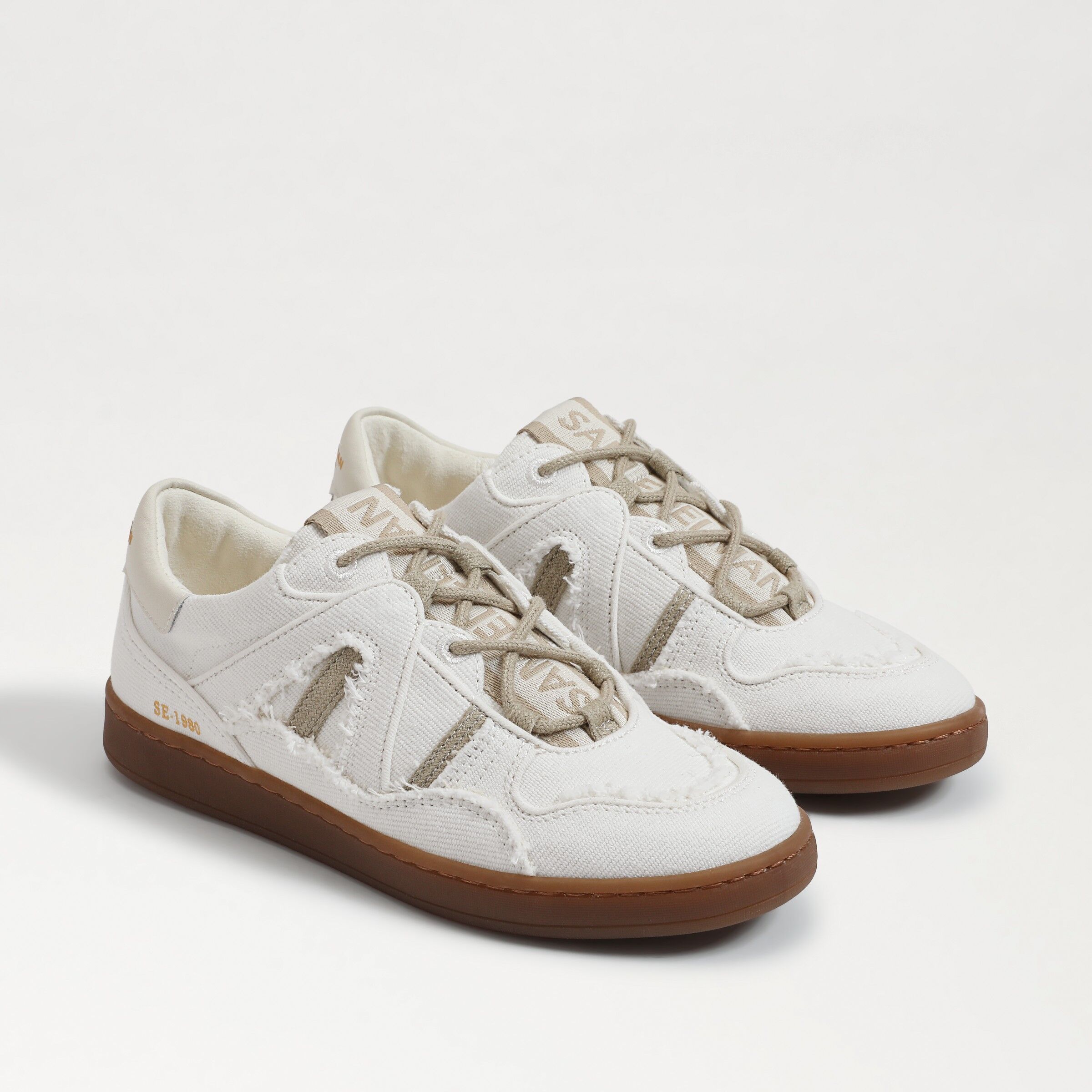 Sam Edelman Jayne Lace Up Sneaker White/Stone Grey Fabric 7.0