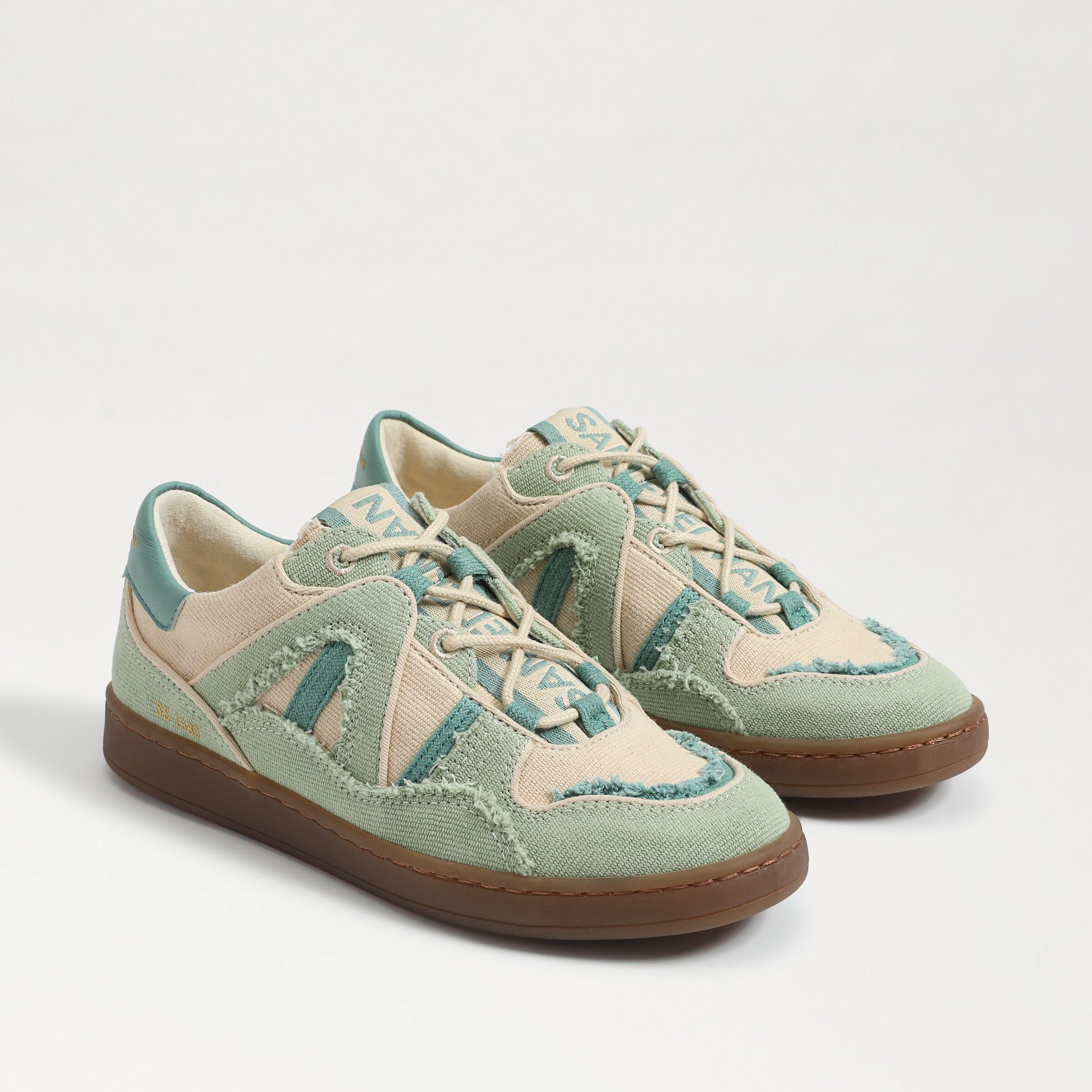 Sam Edelman Jayne Lace Up Sneaker Washed Palm/Turquoise Fabric 7.0