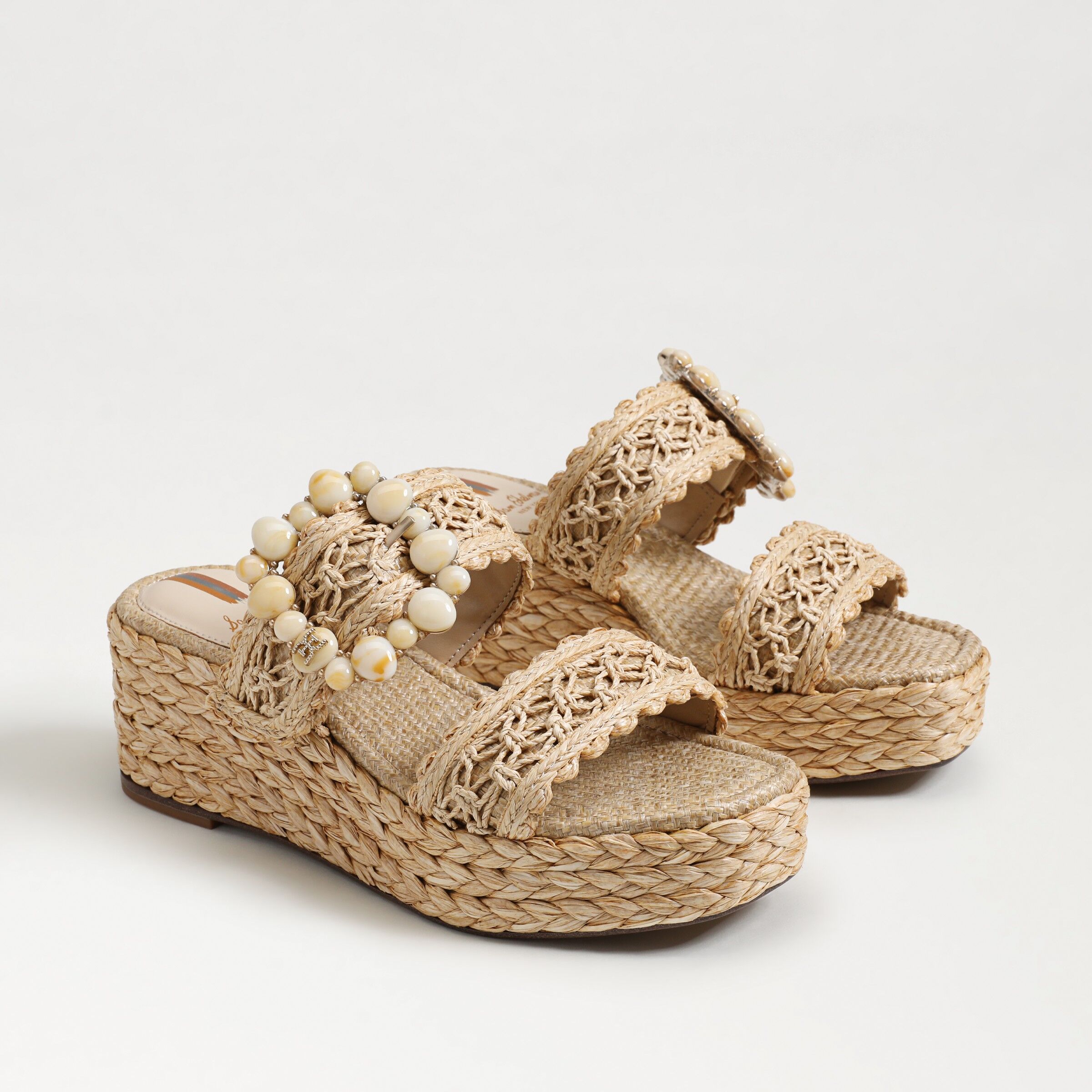 Sam Edelman Cadance Platform Wedge Sandal Natural Raffia 7.0