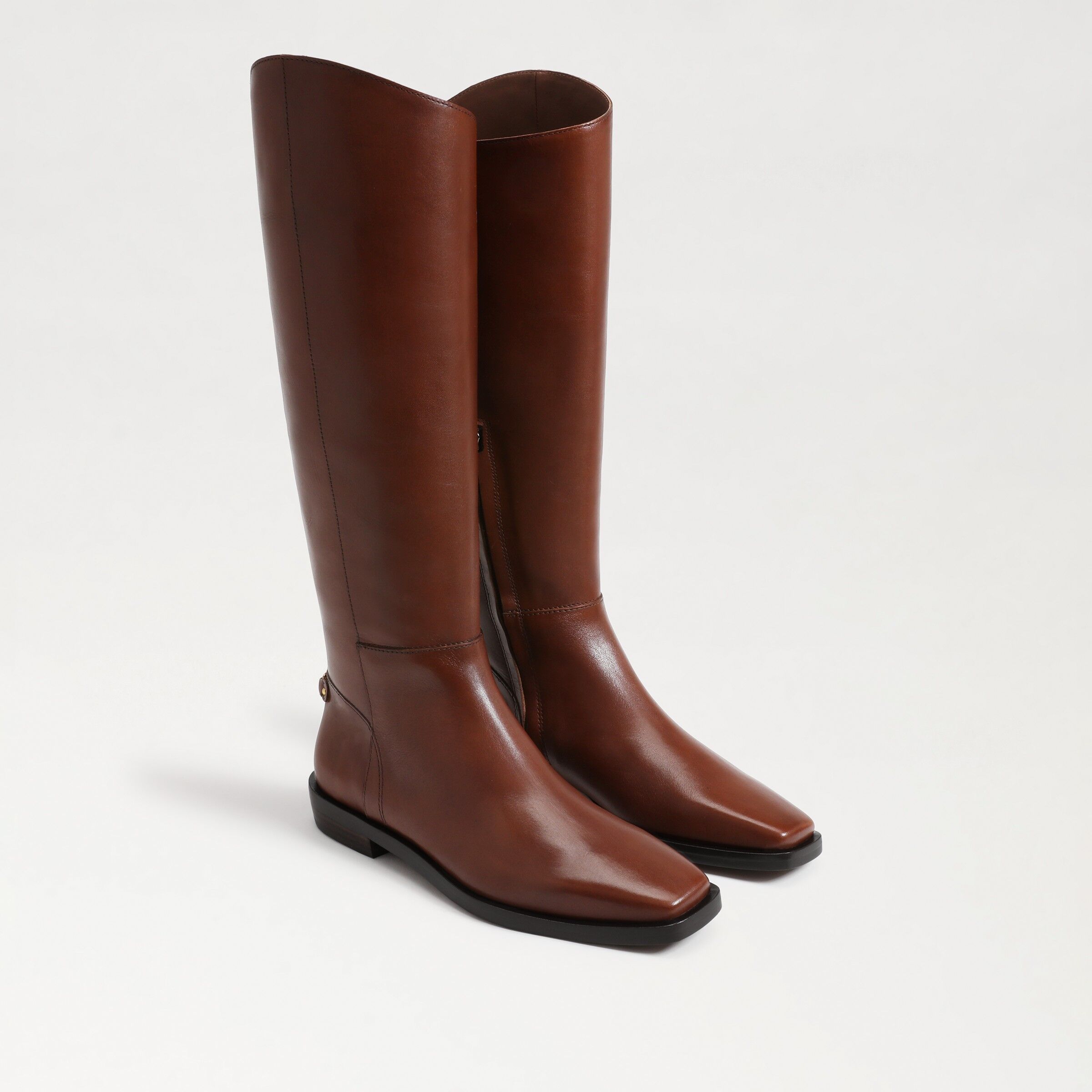 Sam Edelman Cesar Wide Calf Riding Boot Burnt Brandy Leather 8.0