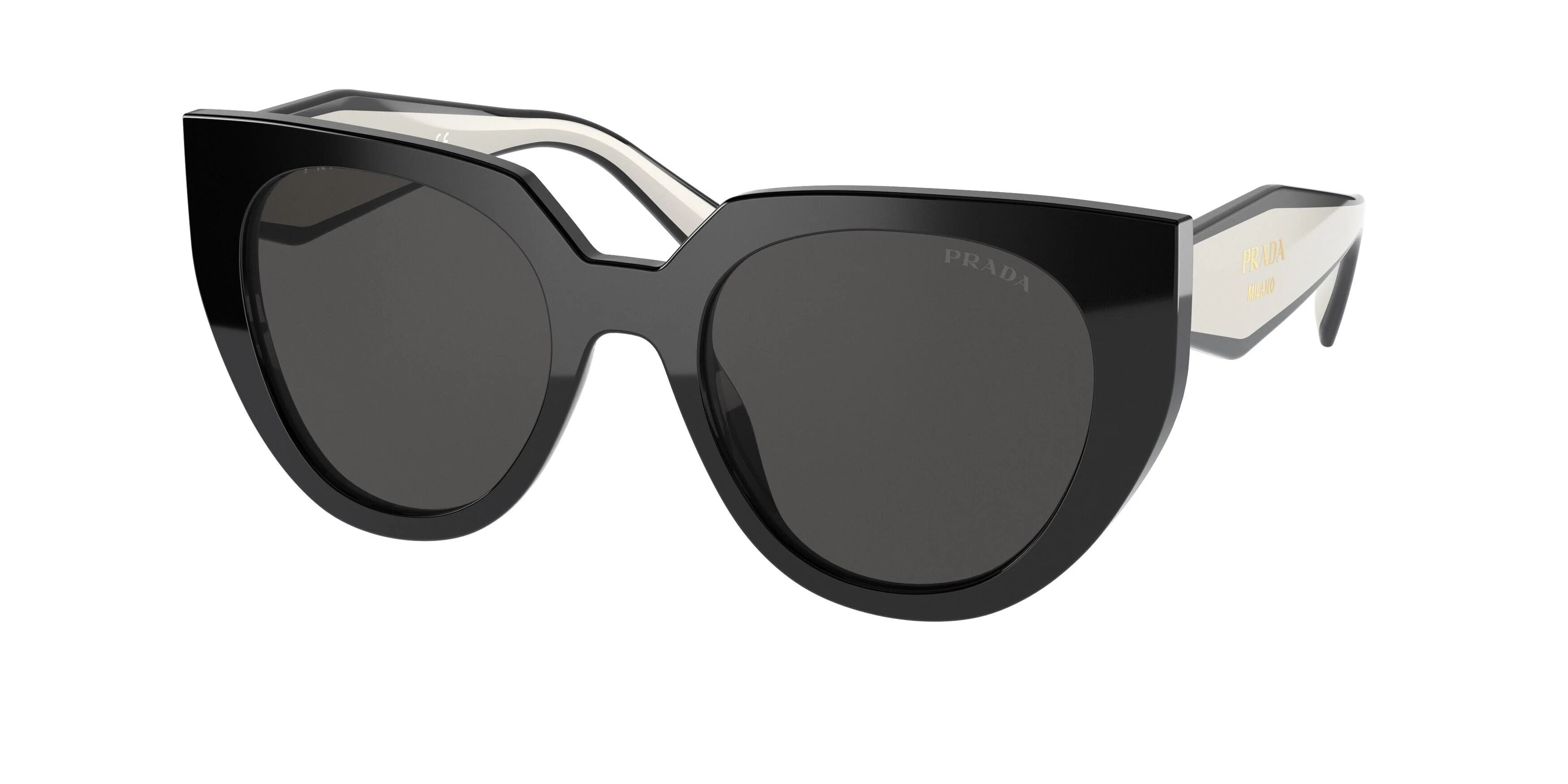 Prada 14WS Sunglasses 09Q5S0 - Black - Dark Grey Women Cat Eye
