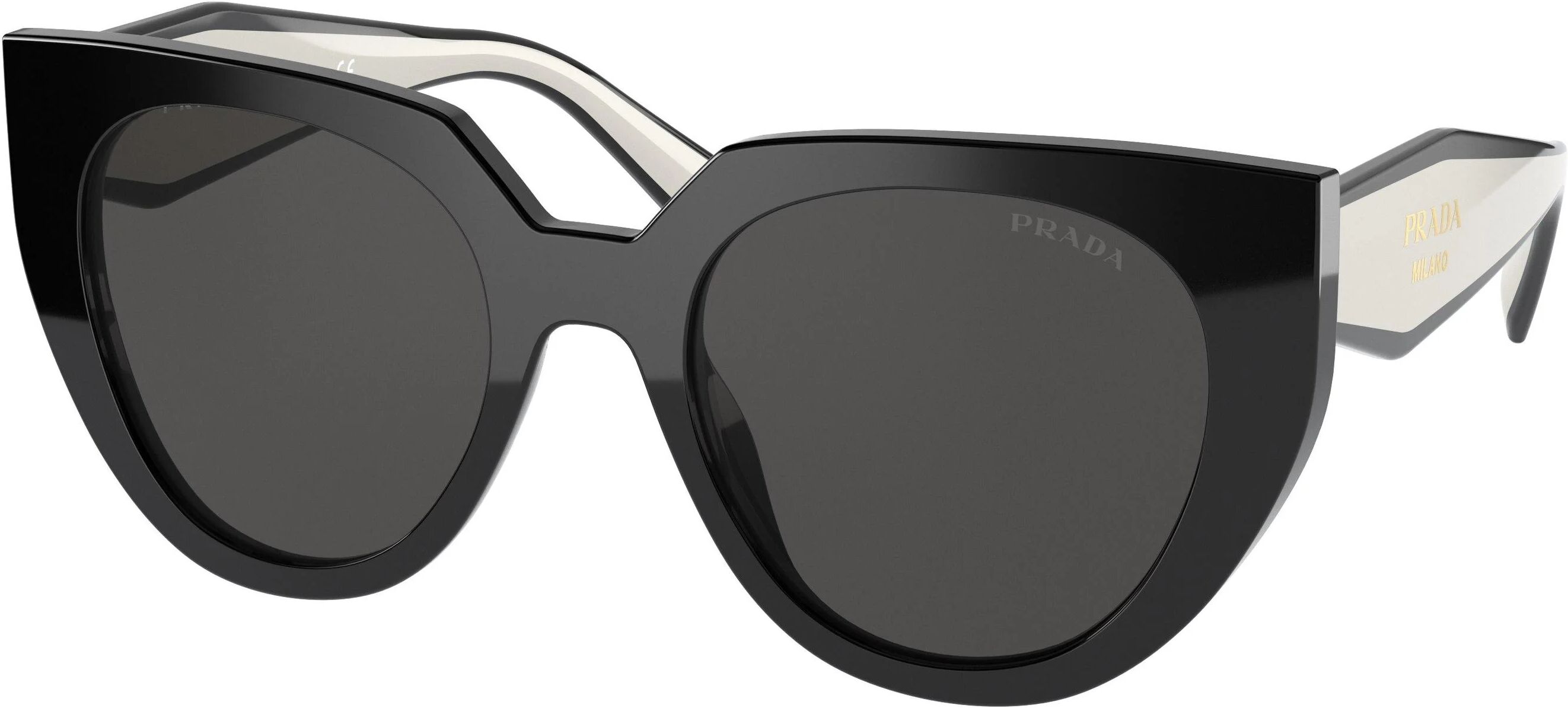 Prada 14WSF Sunglasses 09Q5S0 - Black - Dark Grey Women Cat Eye