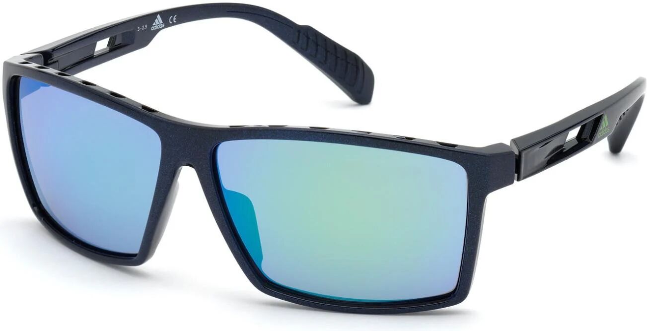 ADIDAS SPORT 0010 Sunglasses 91Q - Matte Blue / Green Mirror Lenses - Green Men Rectangle