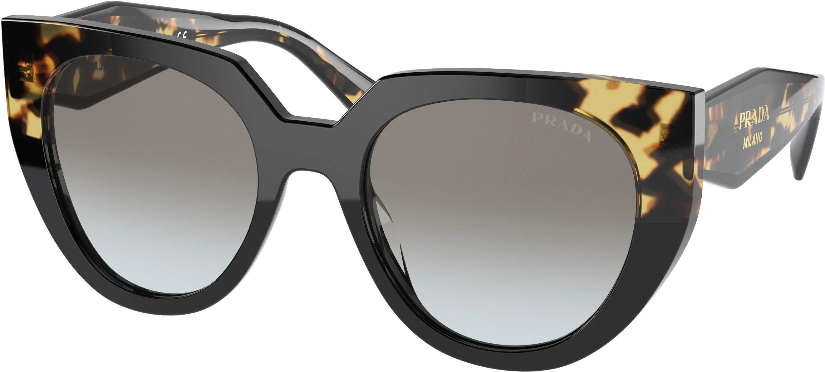 Prada 14WS Sunglasses 3890A7 - Black - Grey Gradient Women Cat Eye