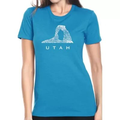 La Pop Art Women's Premium Blend Word Art T-Shirt - Utah, Turquoise, Large