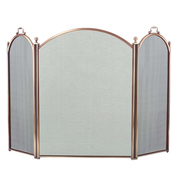 Northern Flame 3-Panel Antique Brass Arched Fireplace Screen