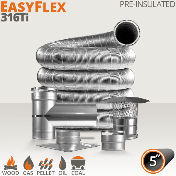 Ventis EasyFlex 316Ti Pre-Insulated Chimney Liner Kit - 5"