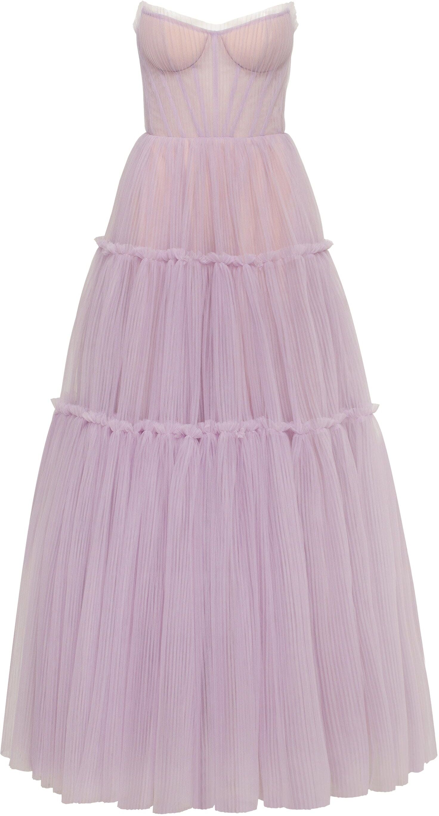 Milla Lavender tulle maxi dress with ruffled skirt, Garden of Eden XS womens