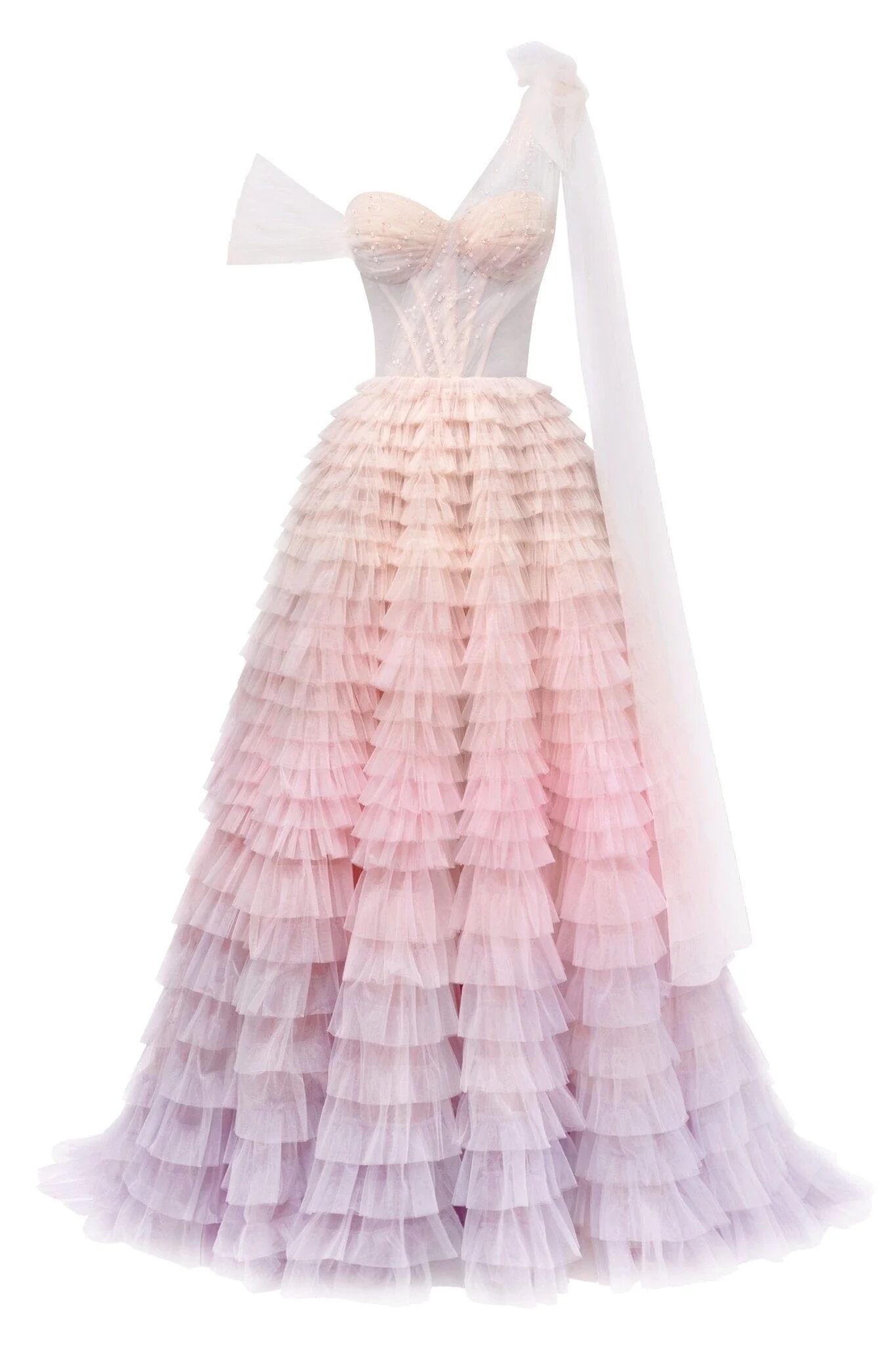 Milla Charming ball gown with the frill-layered ombre maxi skirt XXS womens